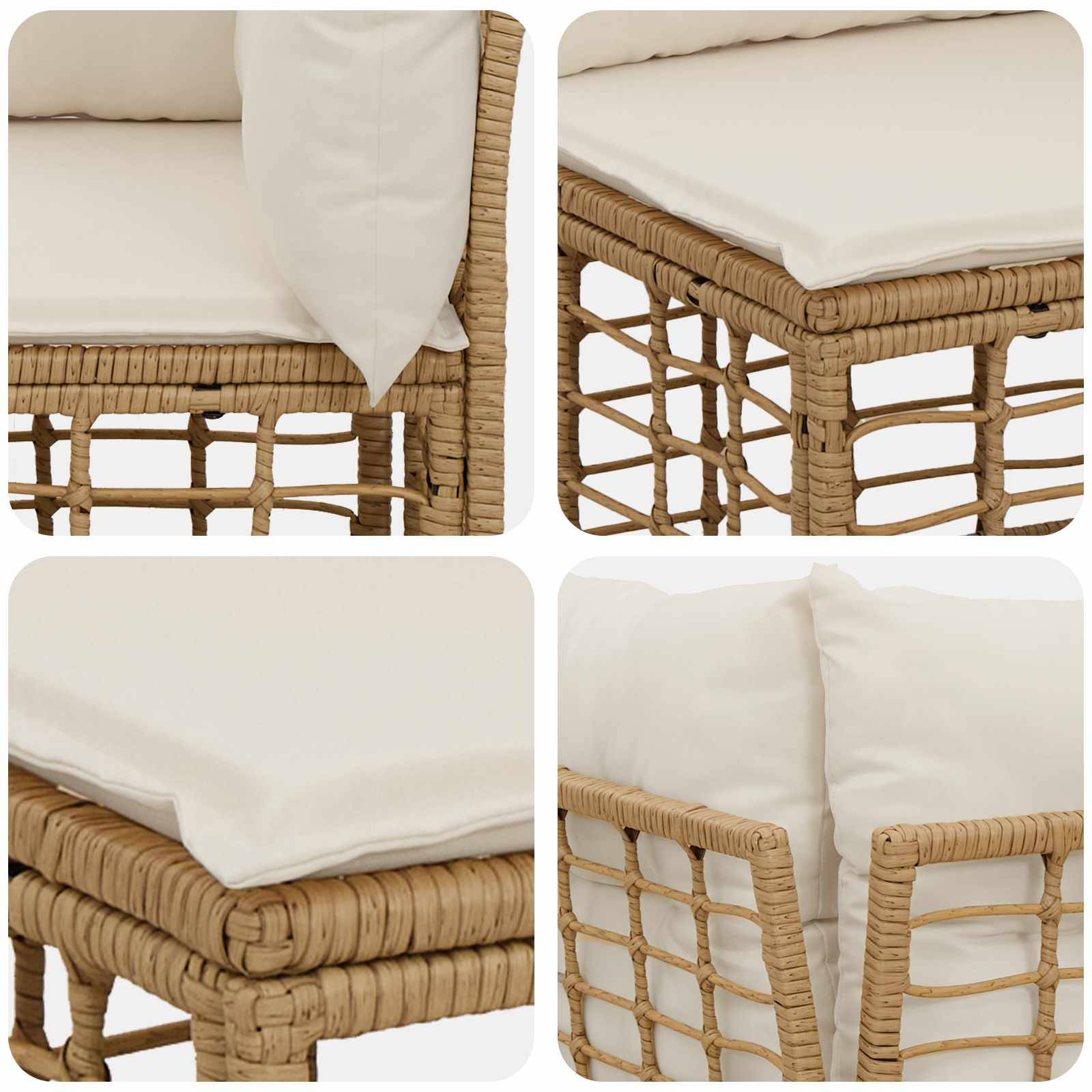 vidaXL Outdoor-Sofagarnitur 8 pcs Natürlich und Cremweiß Polyester