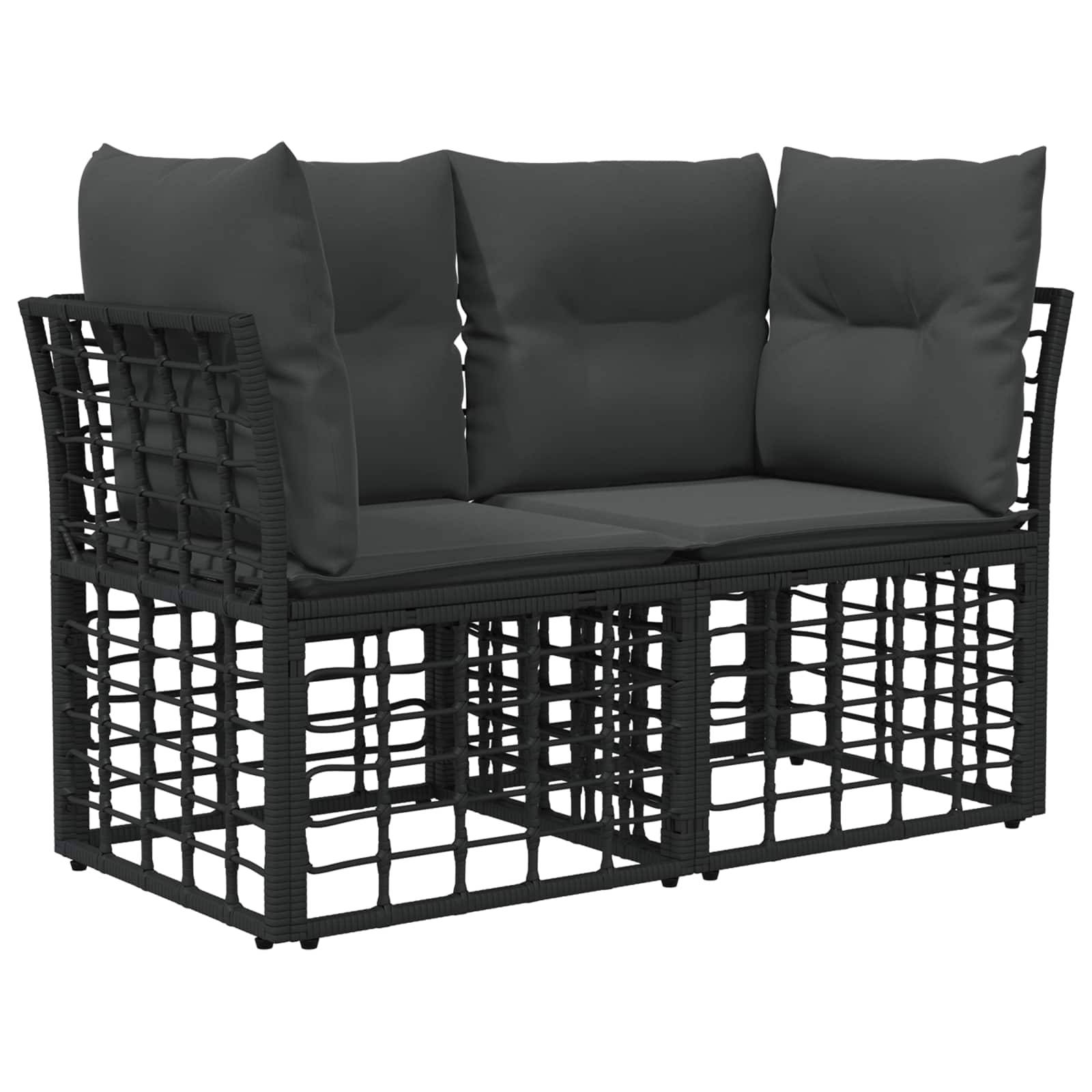 vidaXL Outdoor-Sofagarnitur mit Kissen 7 pcs Schwarz Polyester