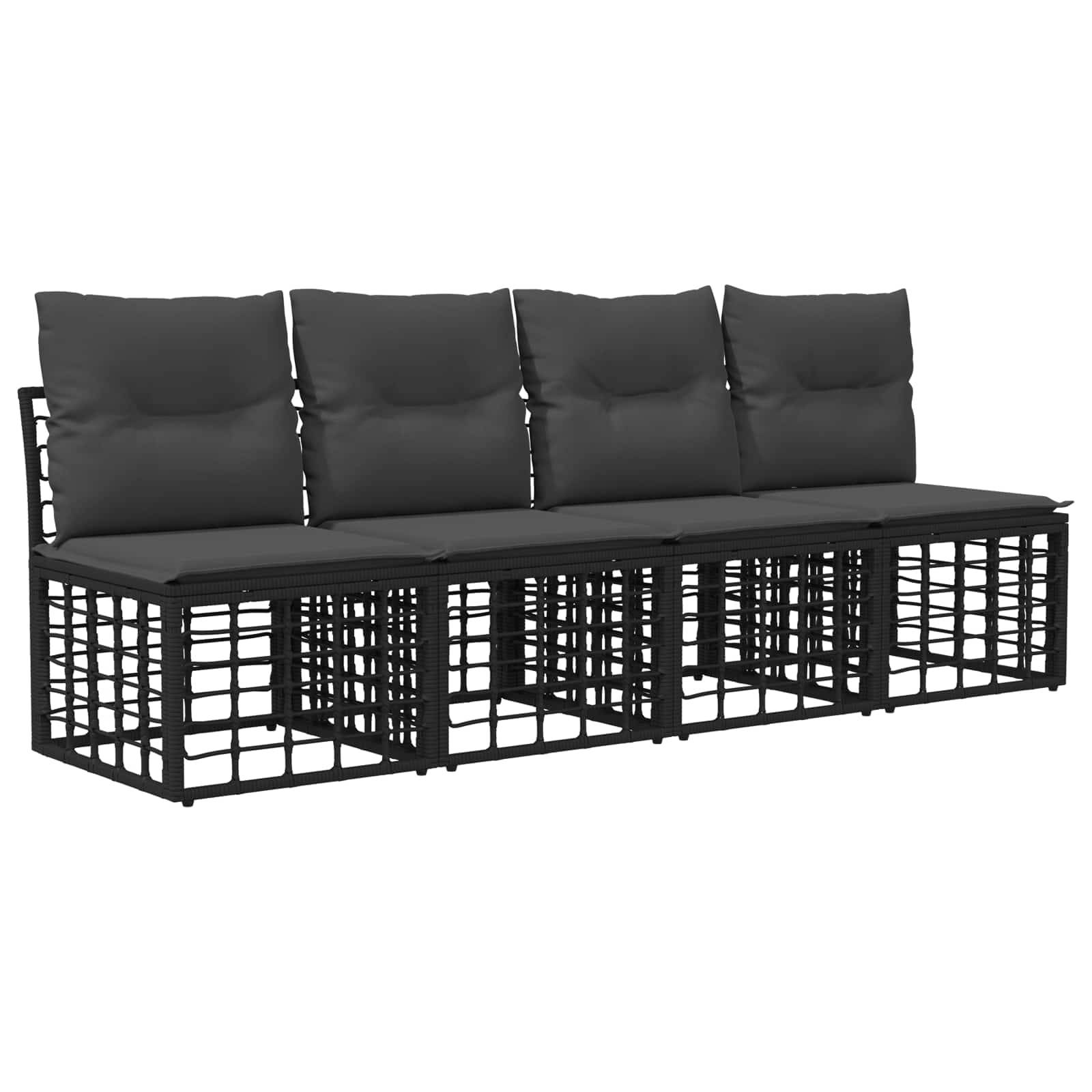 vidaXL Outdoor-Sofagarnitur 8 pcs Schwarz und Dunkelgrau Polyester