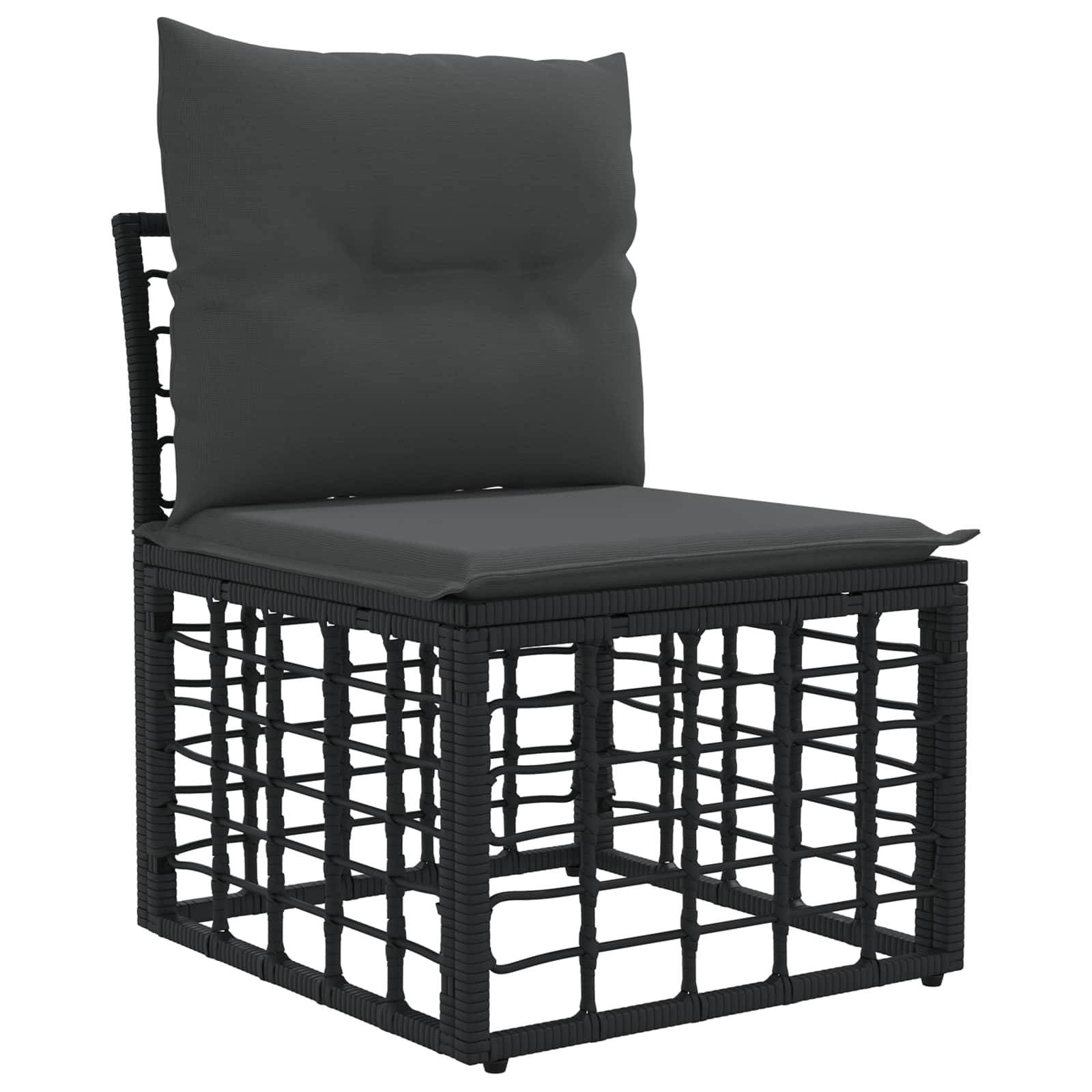 vidaXL Outdoor-Sofagarnitur 4 pcs Schwarz und Dunkelgrau Polyester