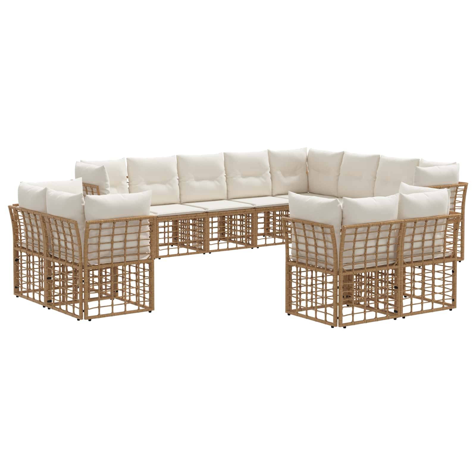 vidaXL Outdoor-Sofagarnitur 12 pcs Natürlich und Cremweiß Polyester