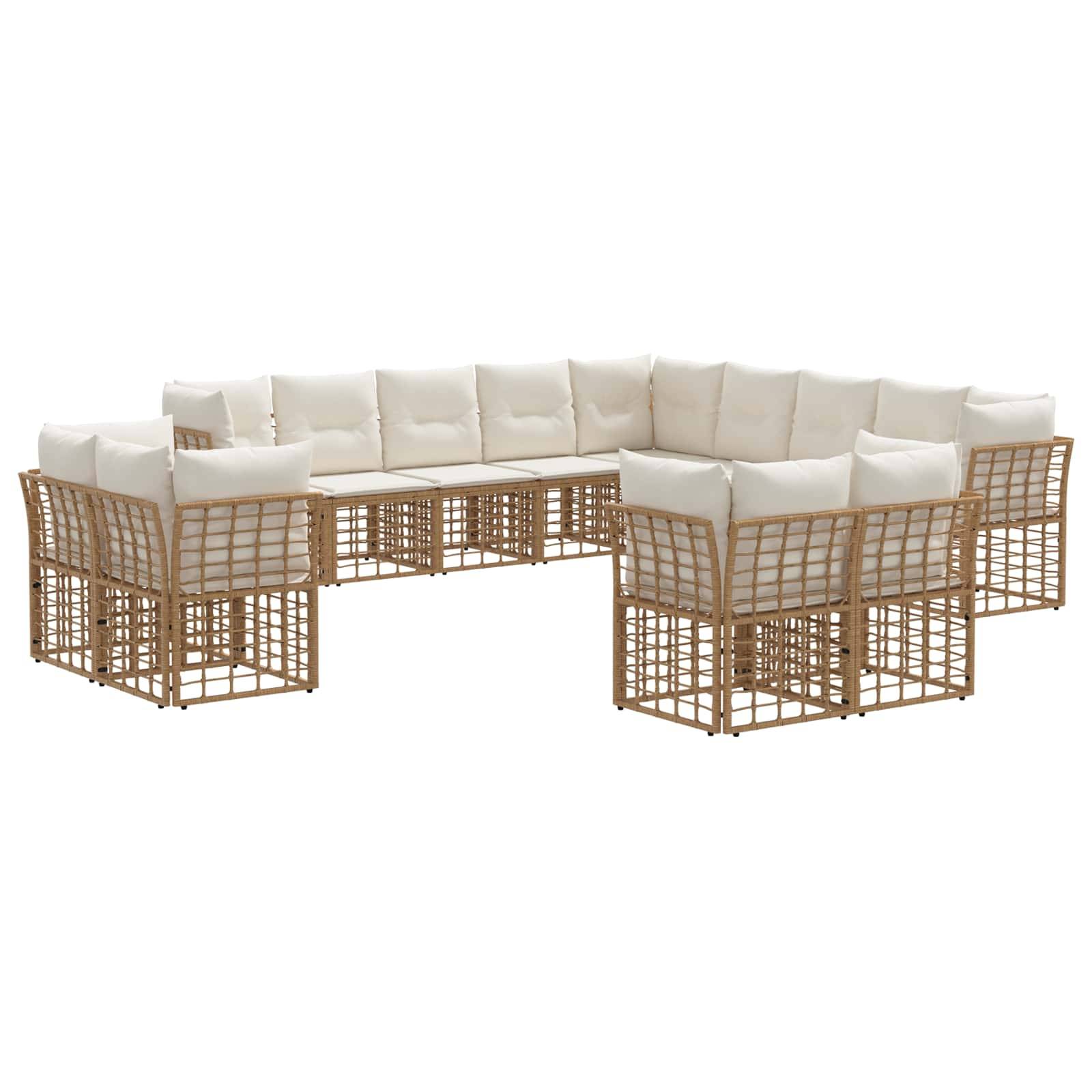 vidaXL Outdoor-Sofagarnitur 13 pcs Natürlich und Cremweiß Polyester
