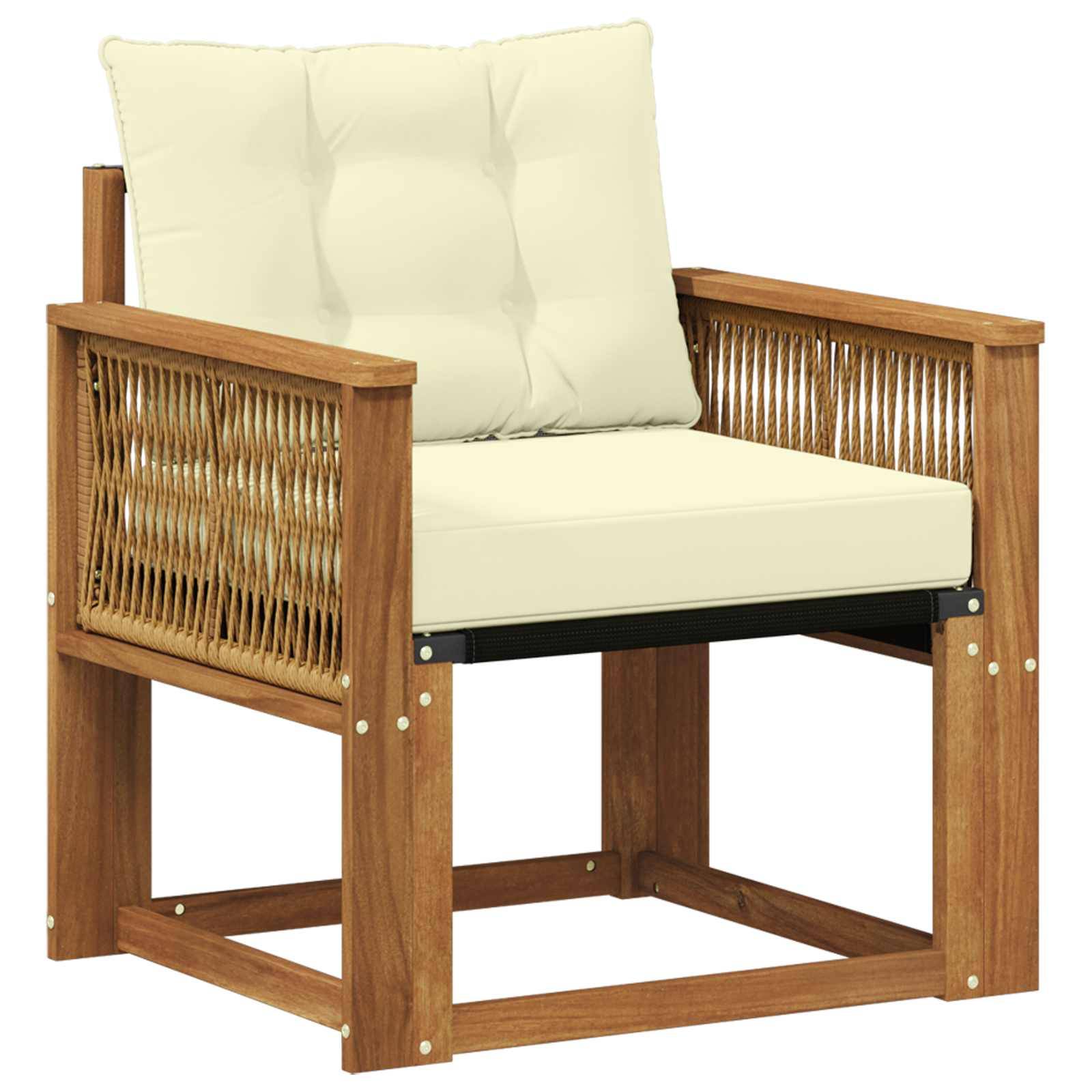 vidaXL Outdoor Mittelsofa Massives Akazienholz und Textilene Natur