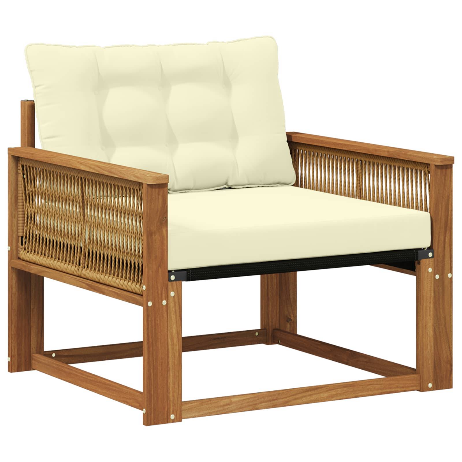 vidaXL Outdoor-Sofagarnitur Massives Akazienholz und Textilene Natur
