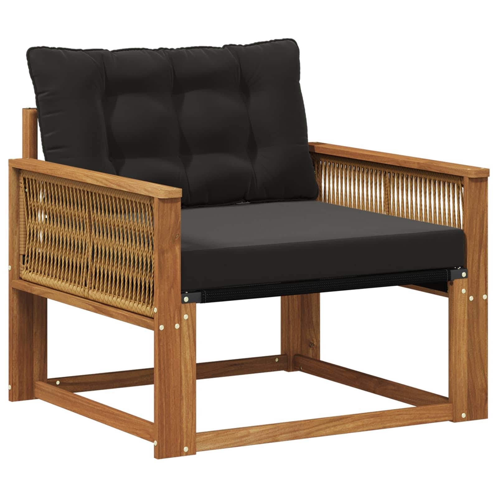 vidaXL Outdoor-Sofagarnitur Massives Akazienholz und Textilene Natur