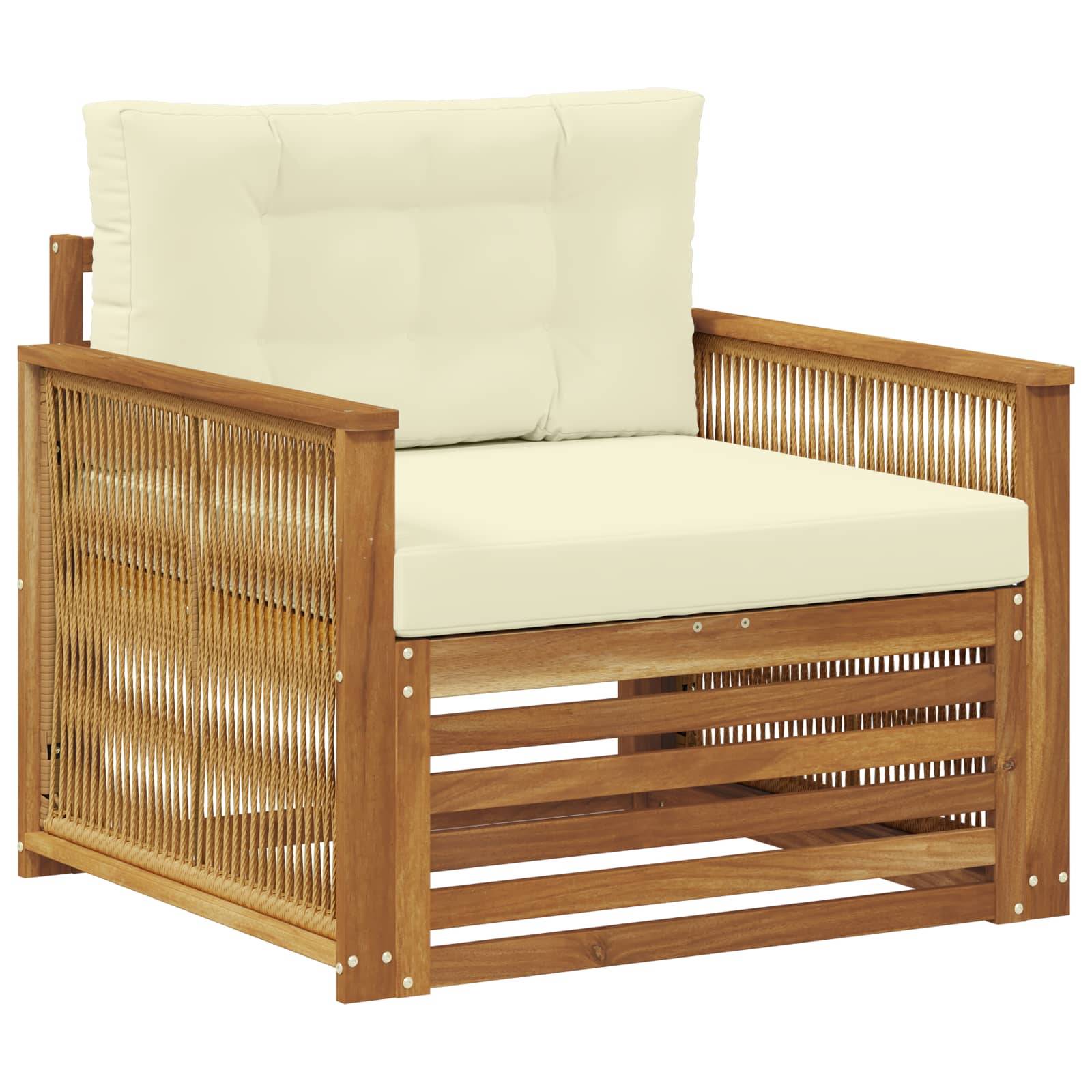 vidaXL Outdoor-Sofa Massivholz Akazie Natur und Creme