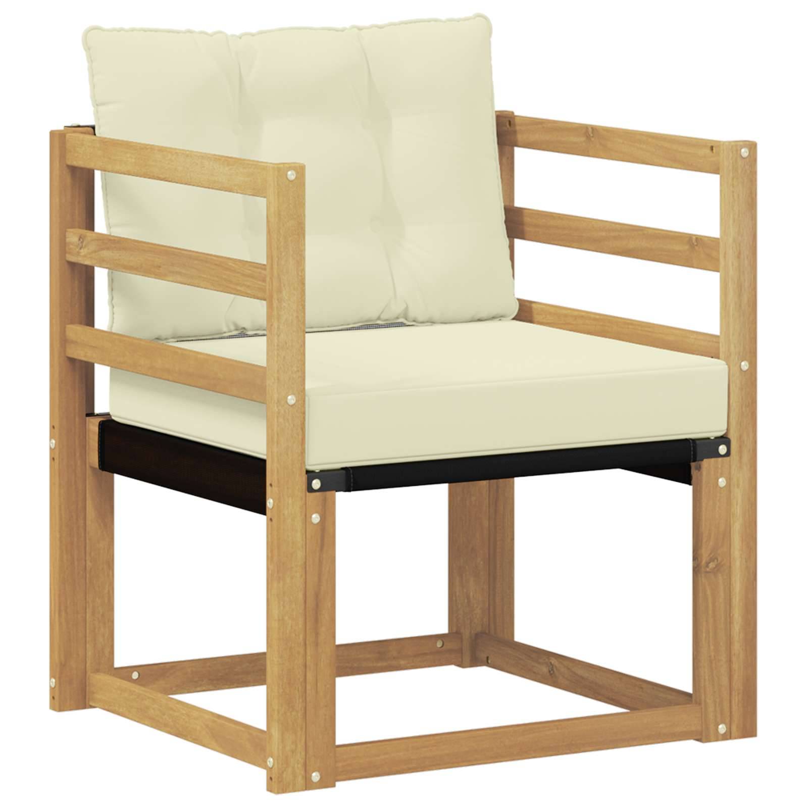 vidaXL Outdoor-Sofa Massives Akazienholz und Textilene Weiß