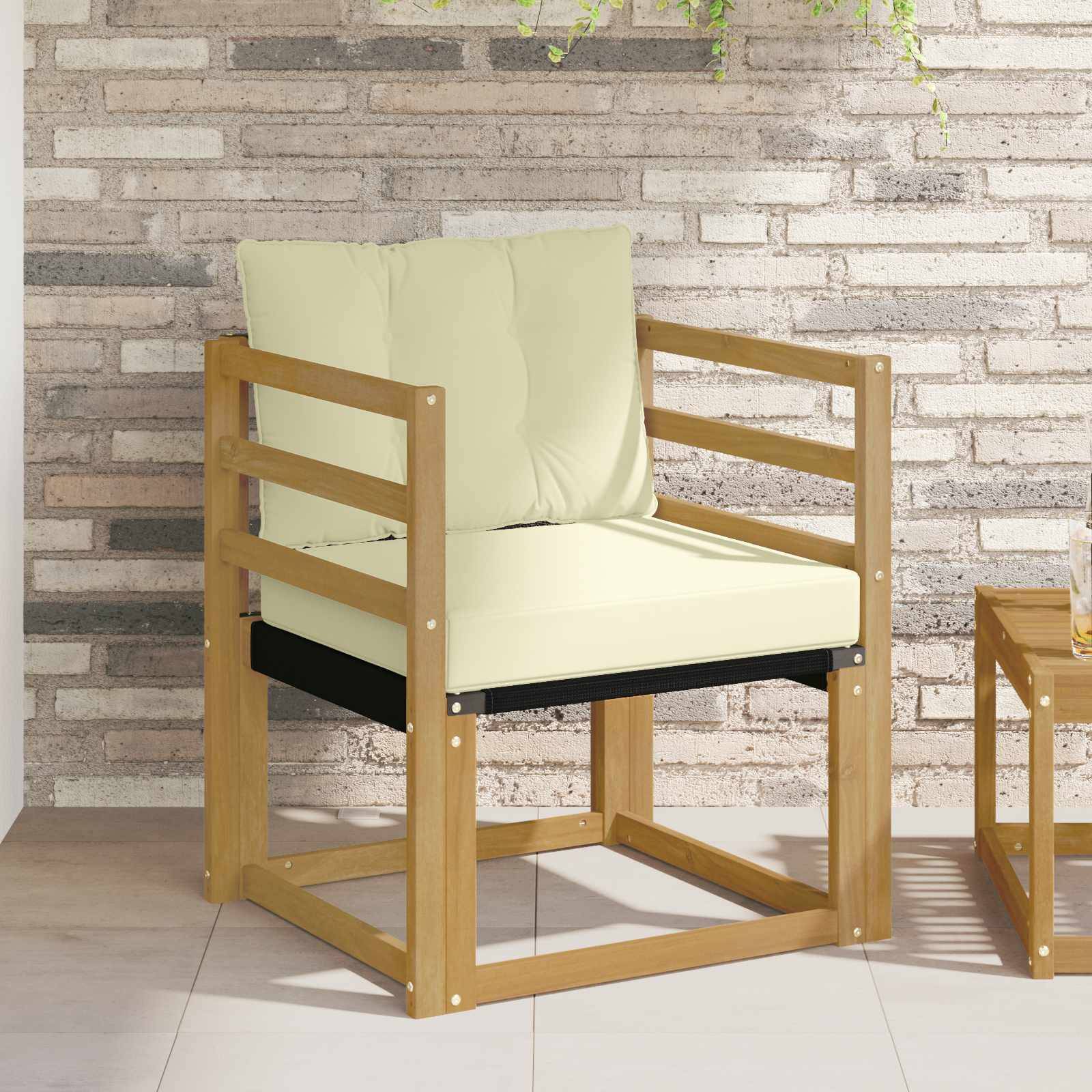 vidaXL Outdoor-Sofa Massives Akazienholz und Textilene Weiß