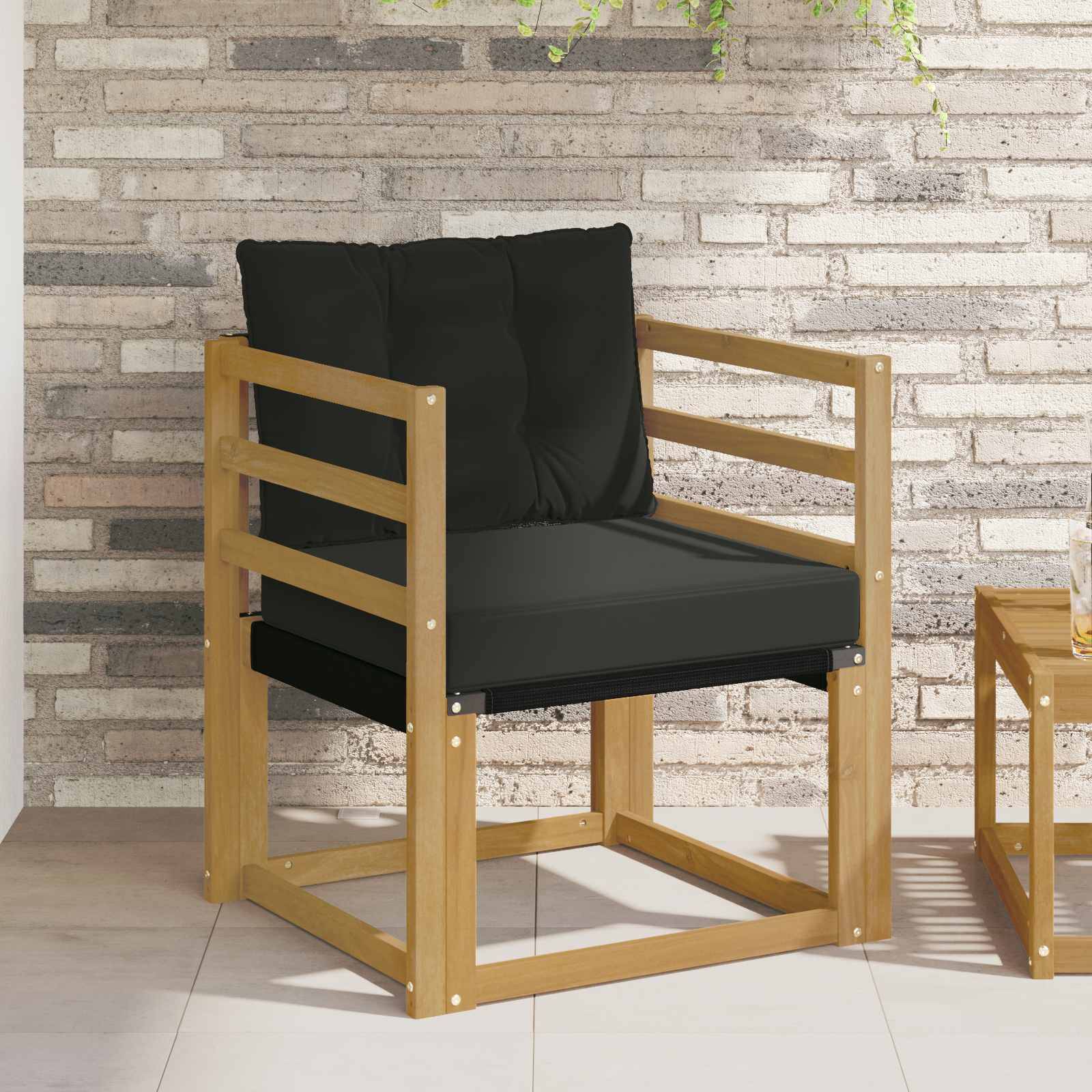 vidaXL Outdoor-Sofa Massives Akazienholz und Textilene Weiß