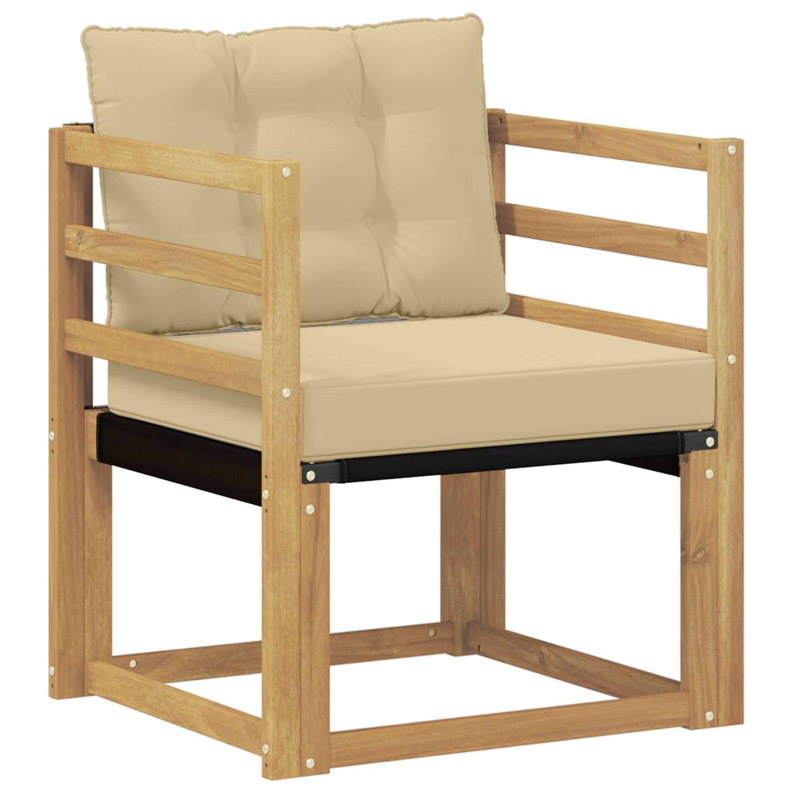vidaXL Outdoor-Sofa Massives Akazienholz und Textilene Weiß