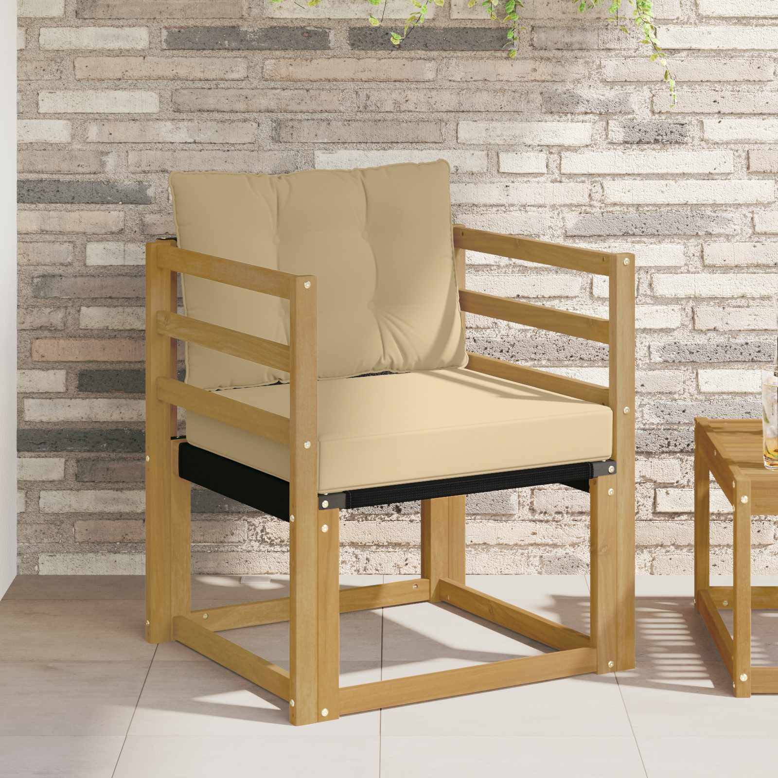 vidaXL Outdoor-Sofa Massives Akazienholz und Textilene Weiß