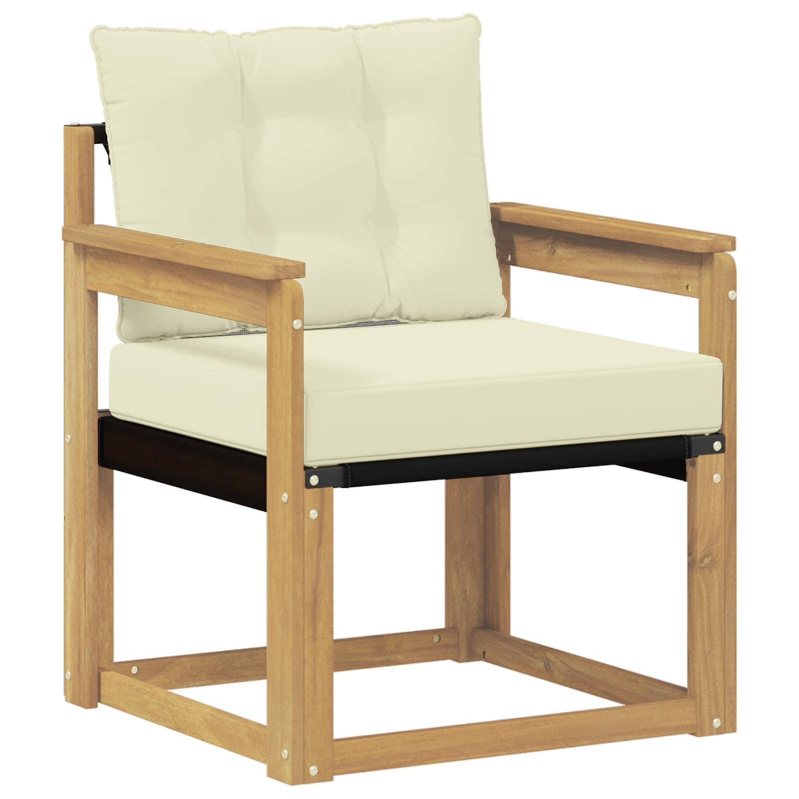 vidaXL Outdoor-Sofa Massives Akazienholz und Textilene Weiß