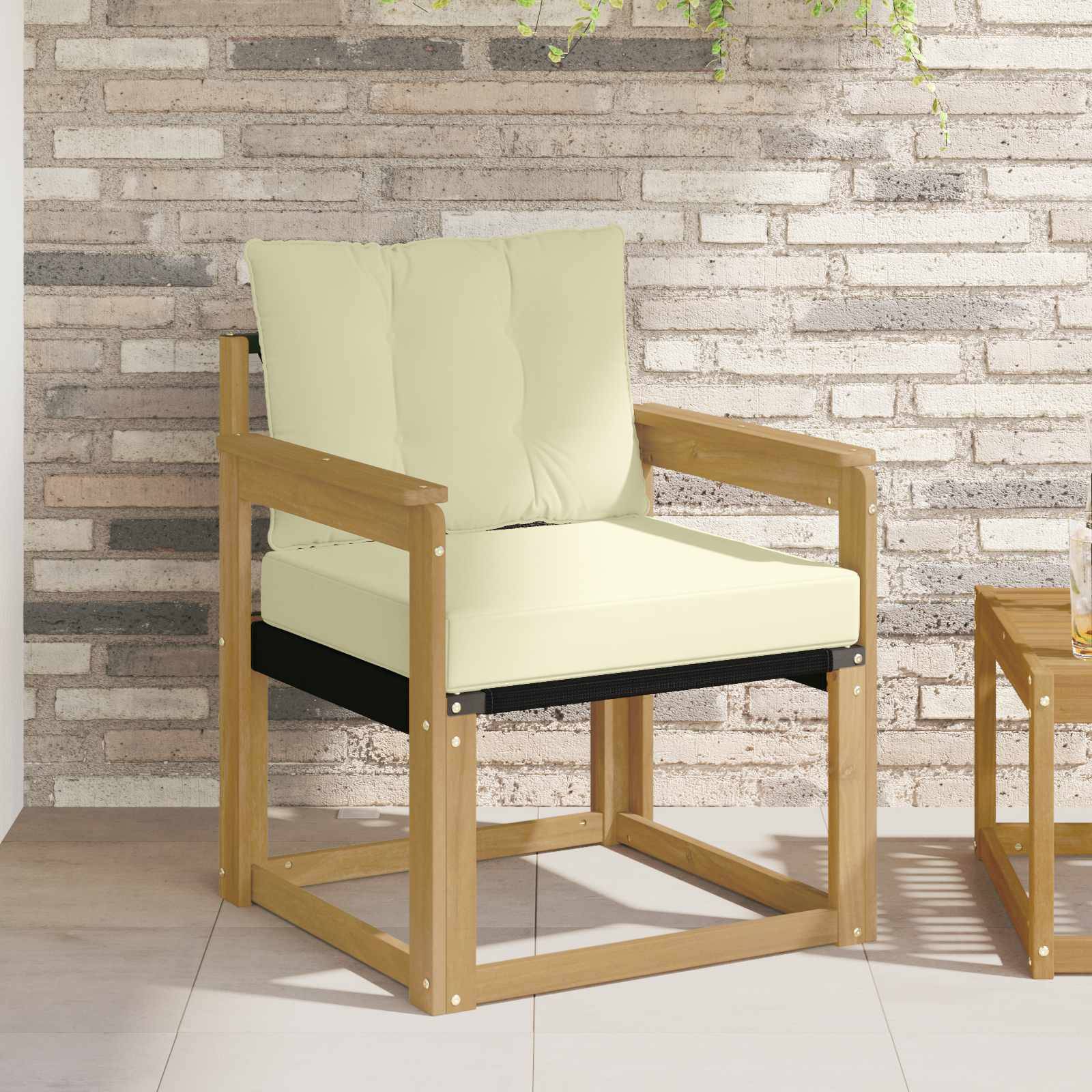 vidaXL Outdoor-Sofa Massives Akazienholz und Textilene Weiß