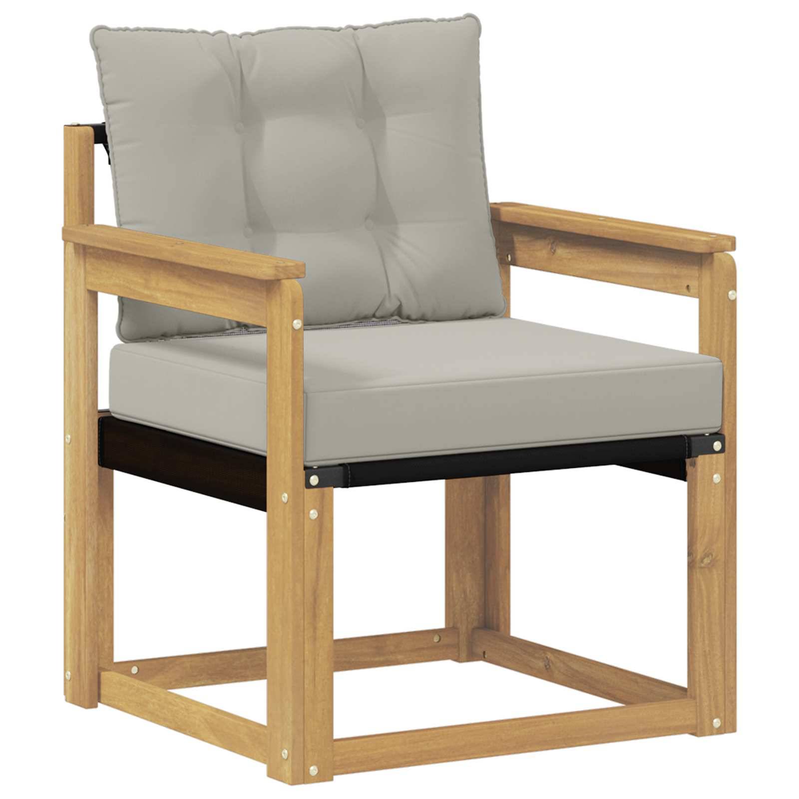 vidaXL Outdoor-Sofa Massives Akazienholz und Textilene Weiß