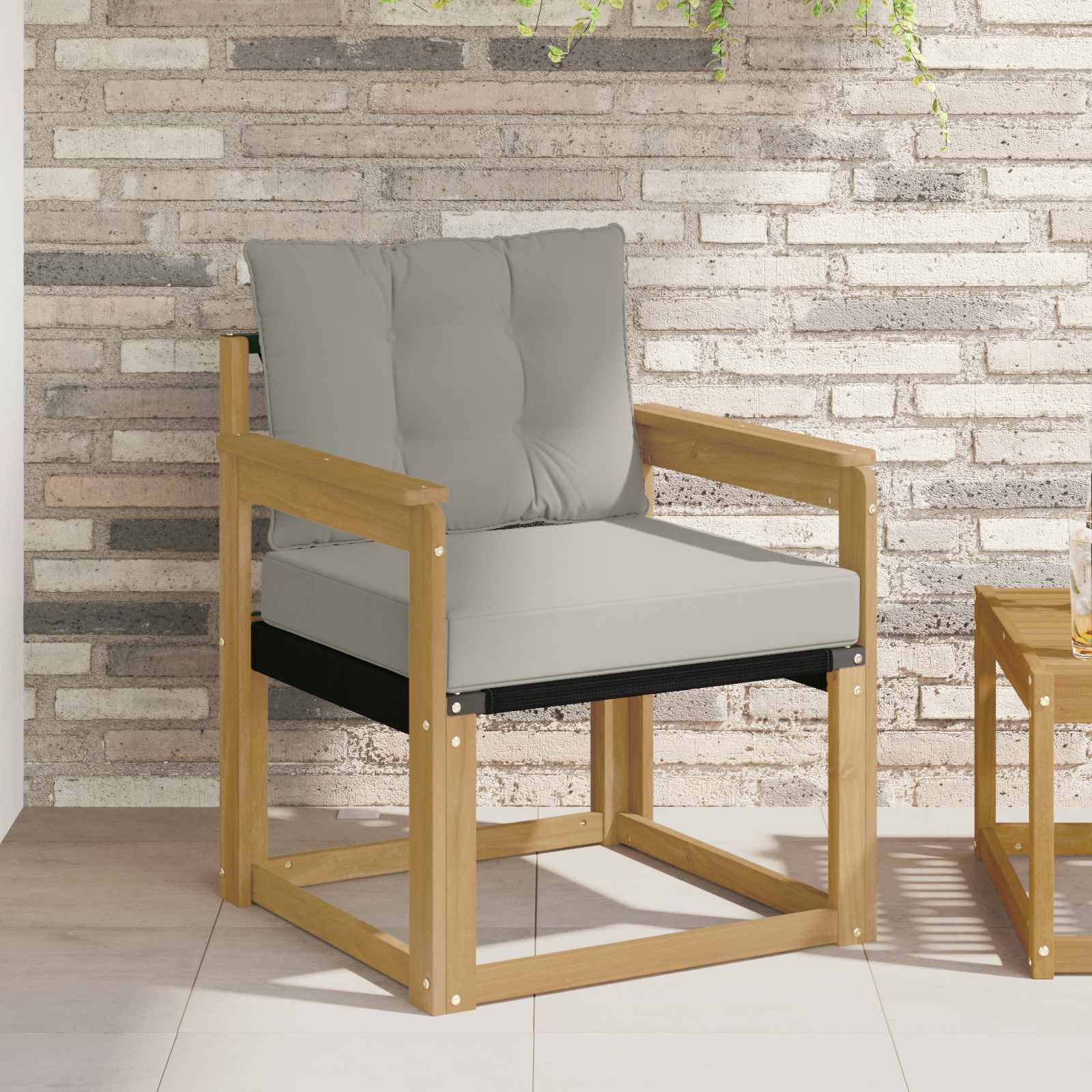 vidaXL Outdoor-Sofa Massives Akazienholz und Textilene Weiß