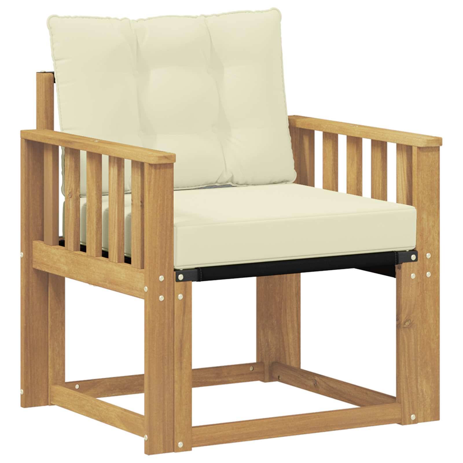 vidaXL Outdoor-Sofa Massives Akazienholz und Textilene Weiß