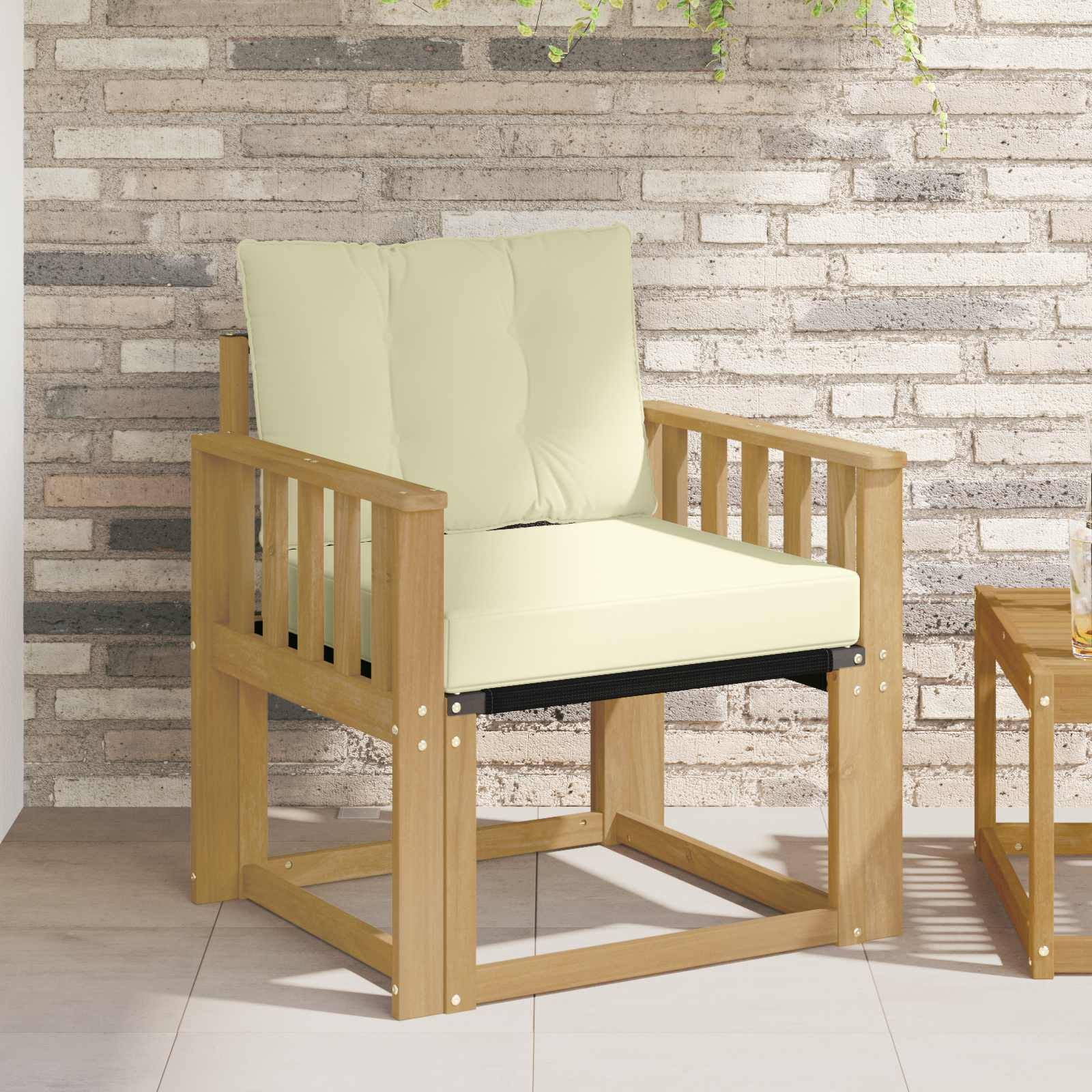 vidaXL Outdoor-Sofa Massives Akazienholz und Textilene Weiß