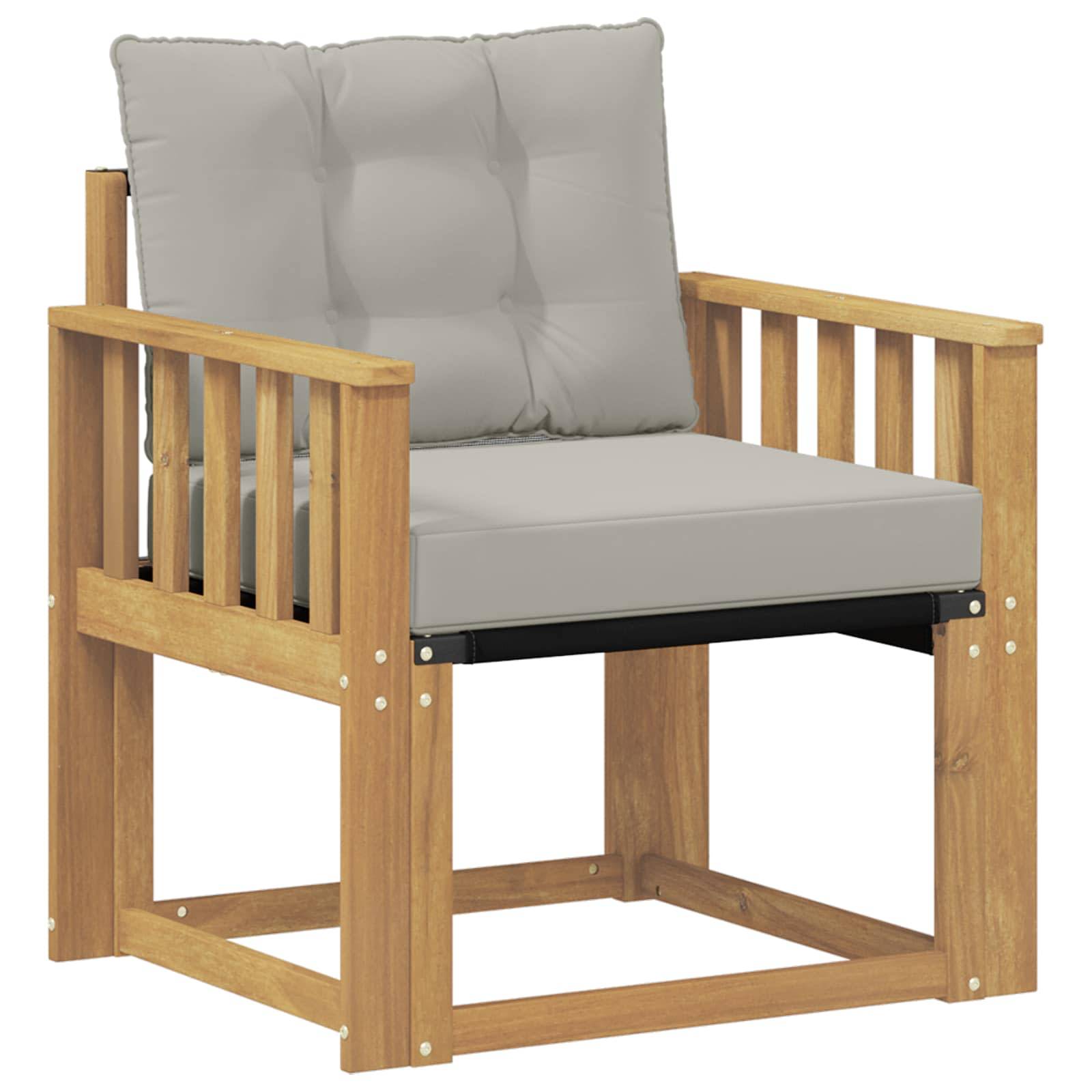 vidaXL Outdoor-Sofa Massives Akazienholz und Textilene Weiß