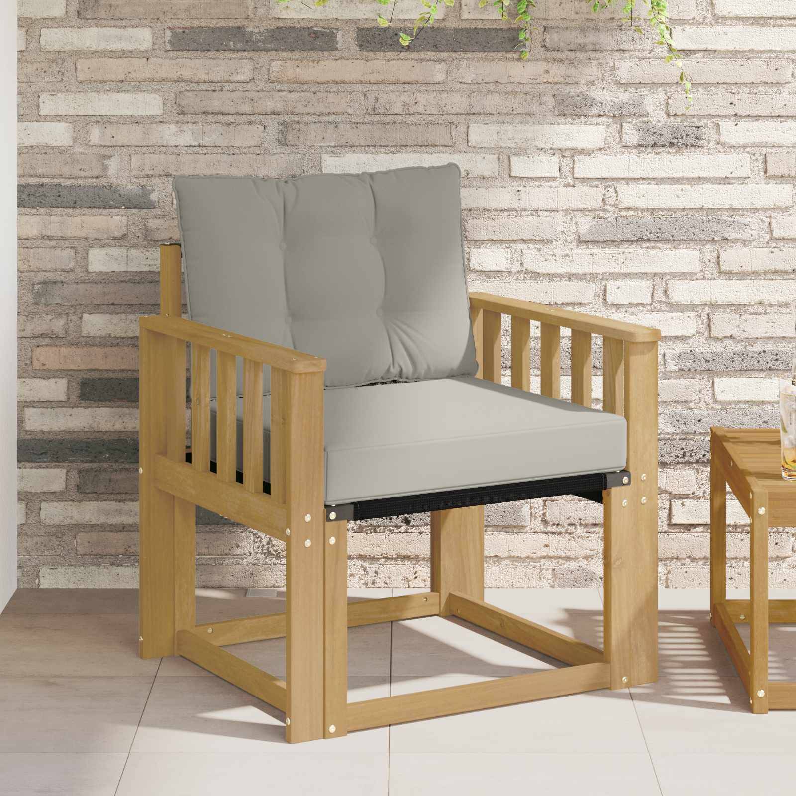 vidaXL Outdoor-Sofa Massives Akazienholz und Textilene Weiß