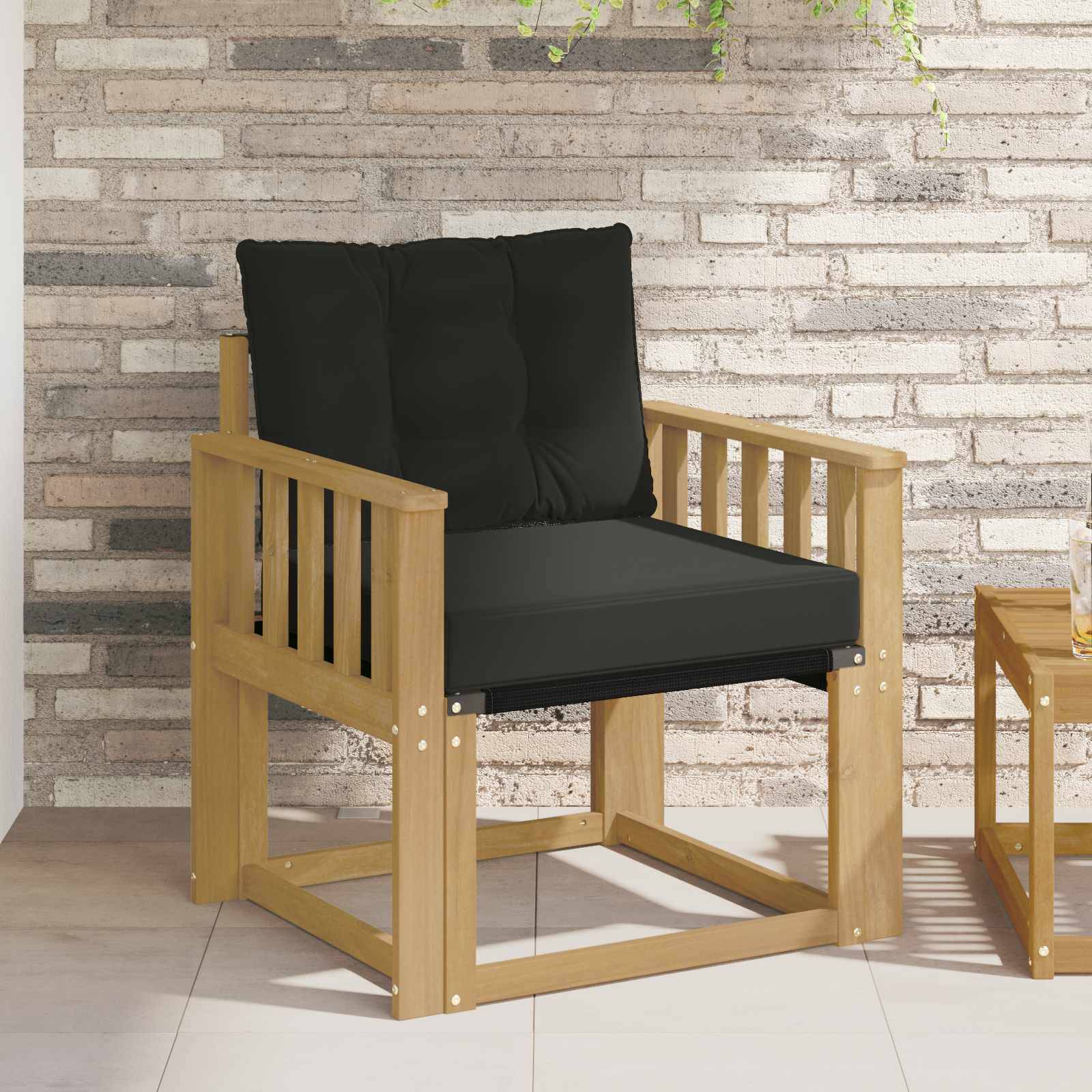 vidaXL Outdoor-Sofa Massives Akazienholz und Textilene Weiß