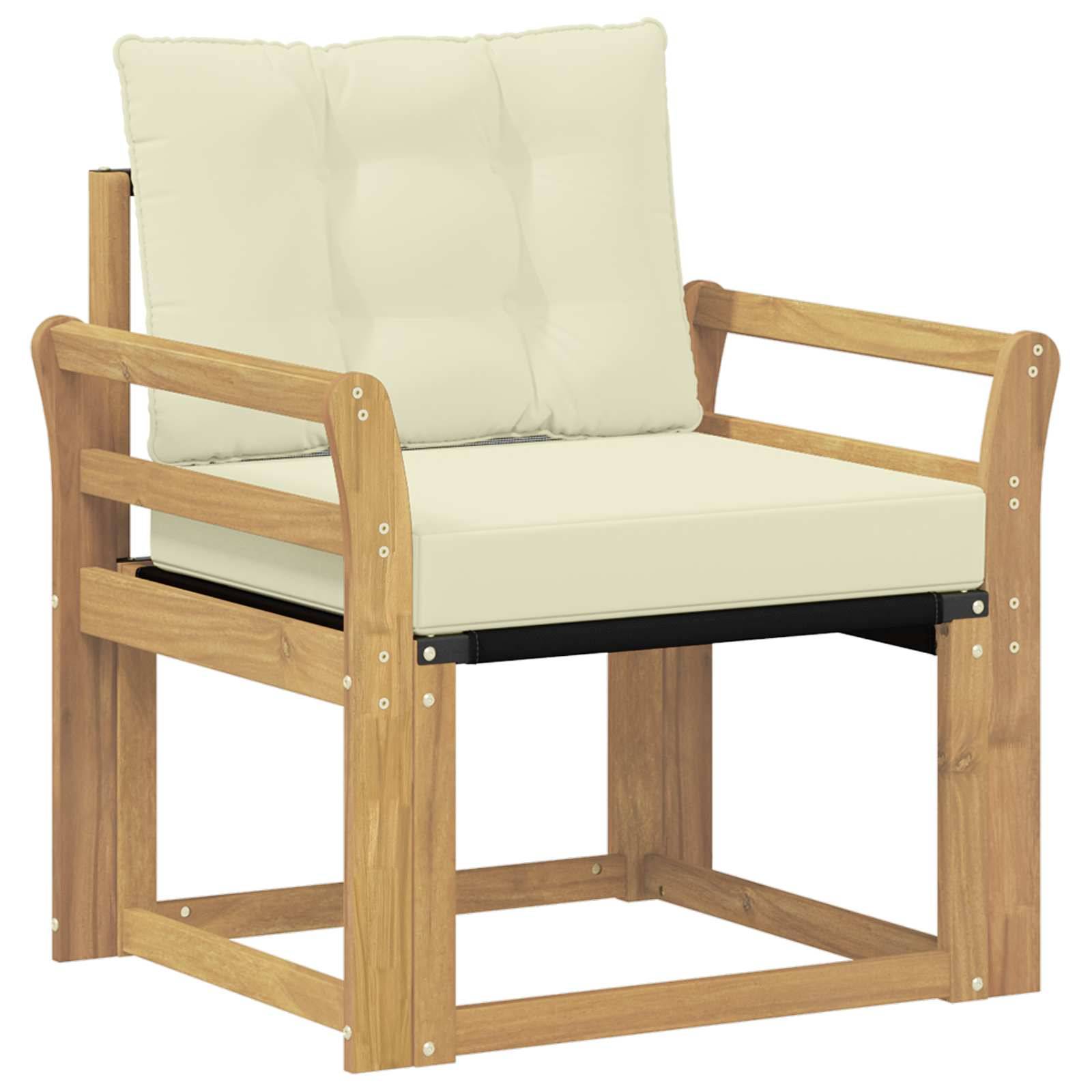 vidaXL Outdoor-Sofa Massives Akazienholz und Textilene Weiß