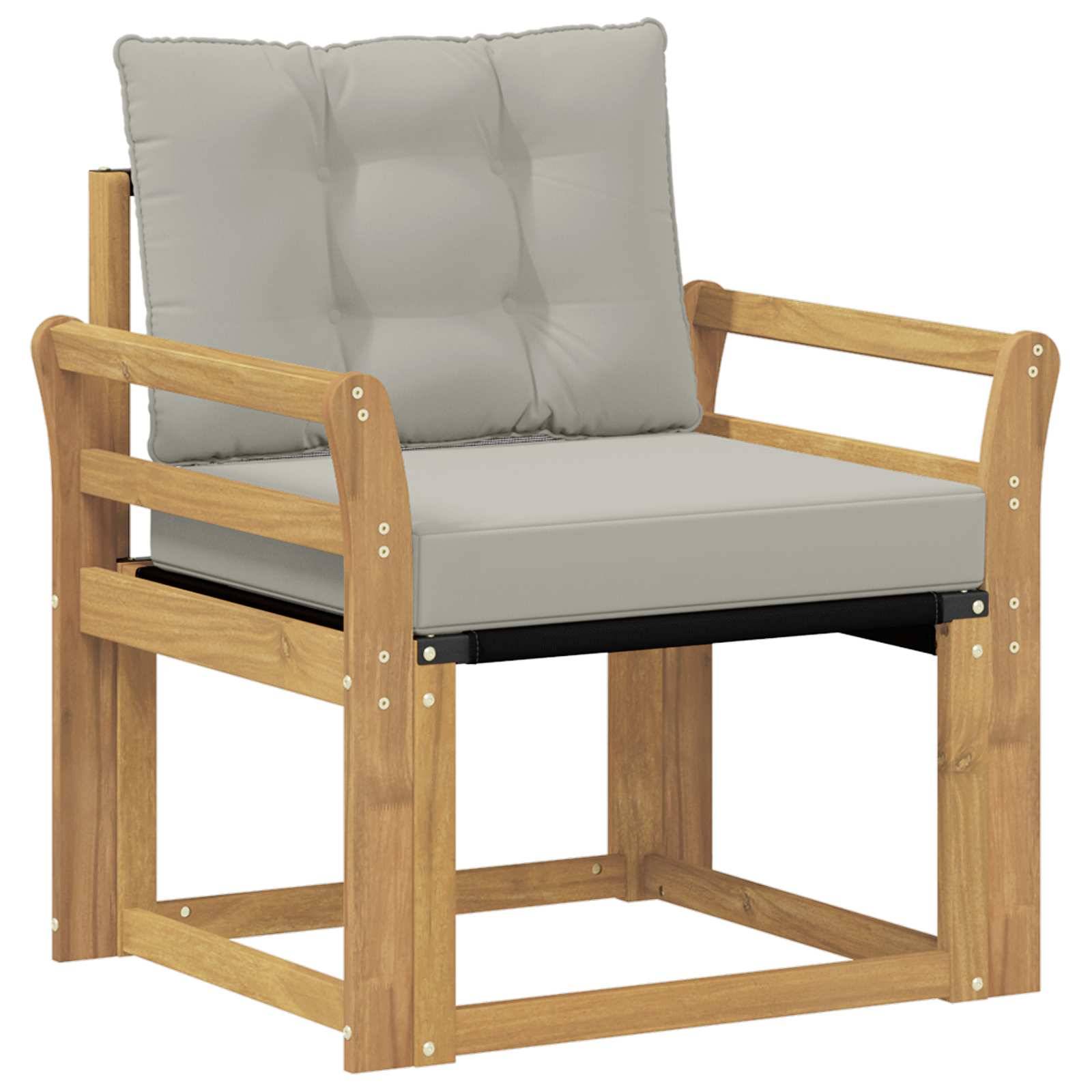 vidaXL Outdoor-Sofa Massives Akazienholz und Textilene Weiß