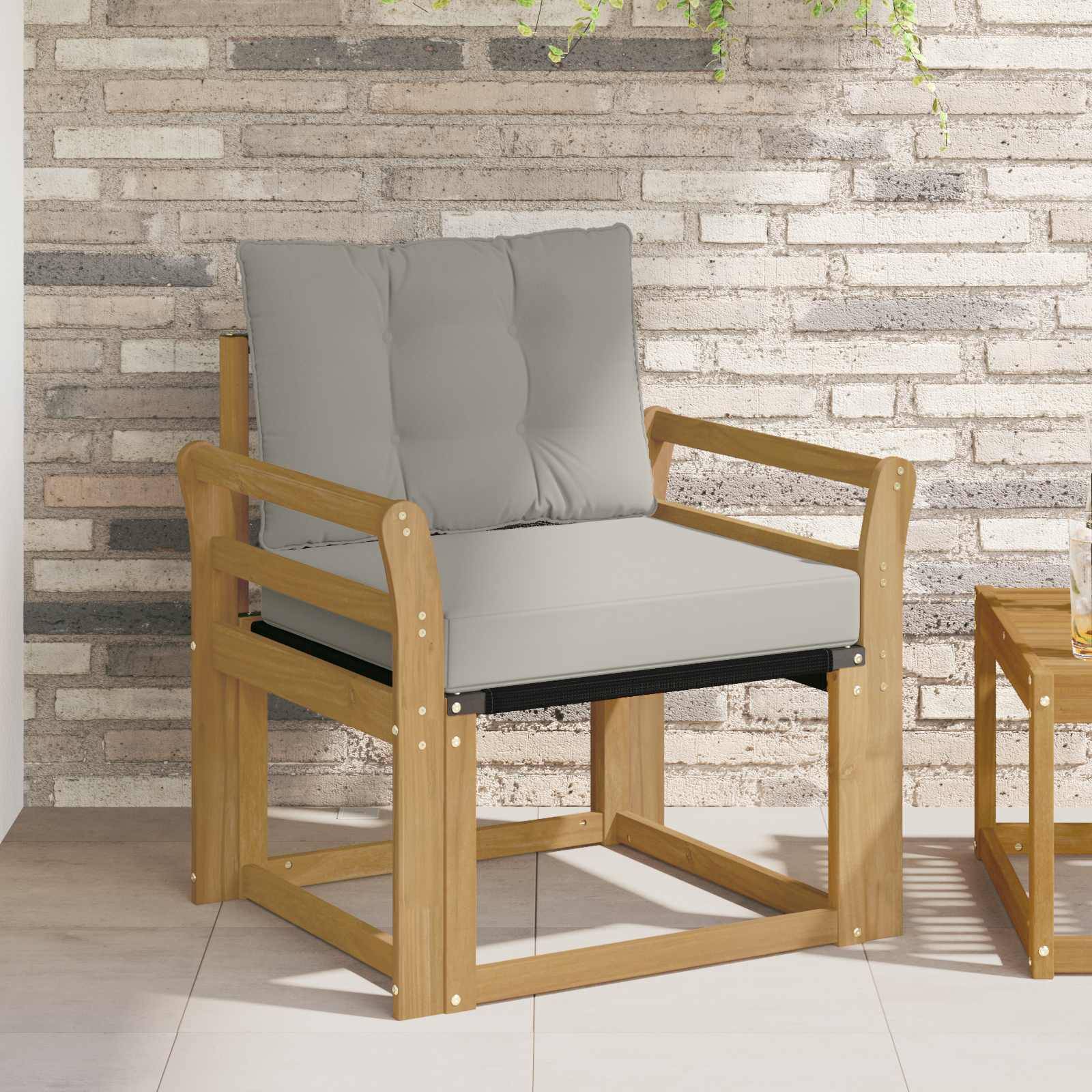 vidaXL Outdoor-Sofa Massives Akazienholz und Textilene Weiß