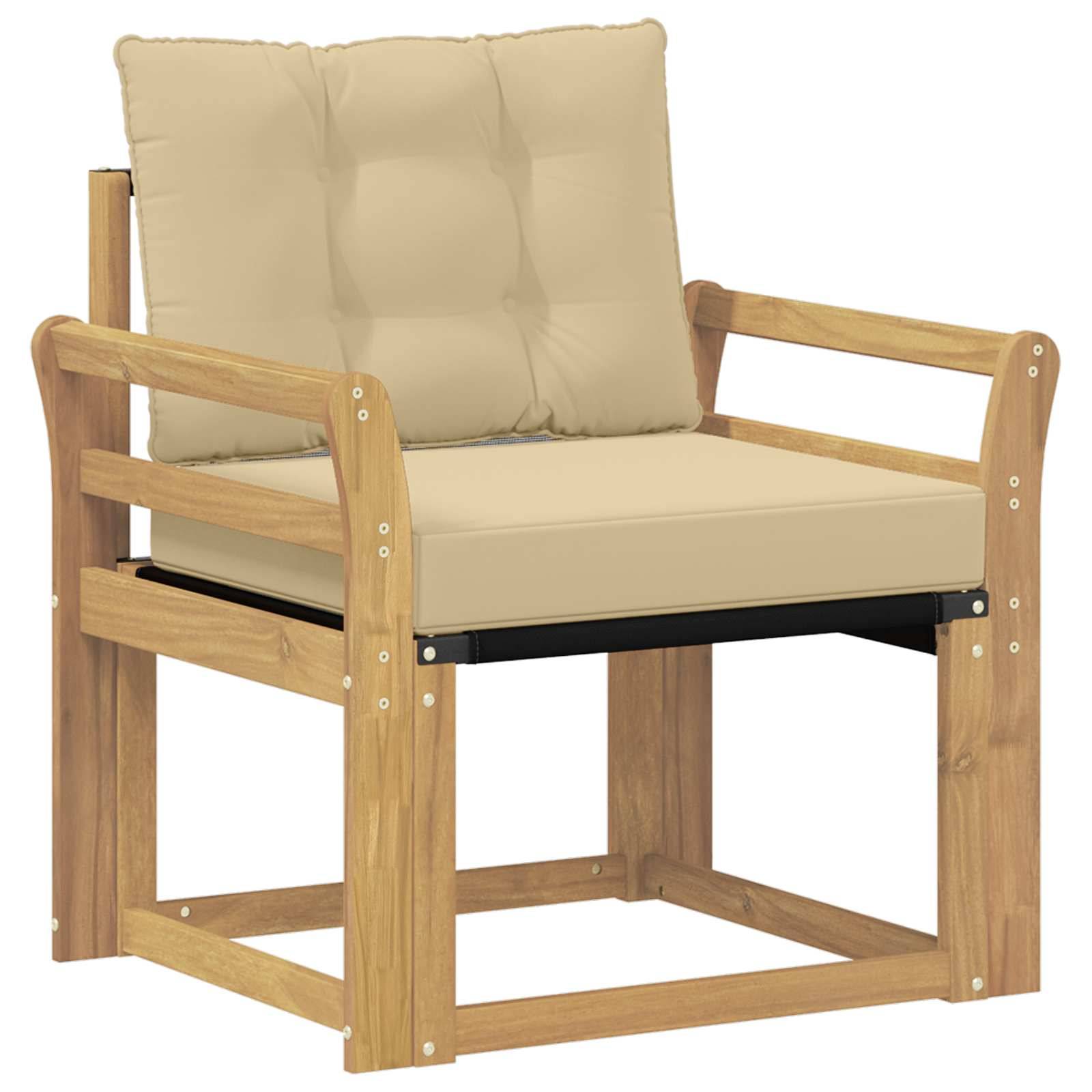 vidaXL Outdoor-Sofa Massives Akazienholz und Textilene Weiß