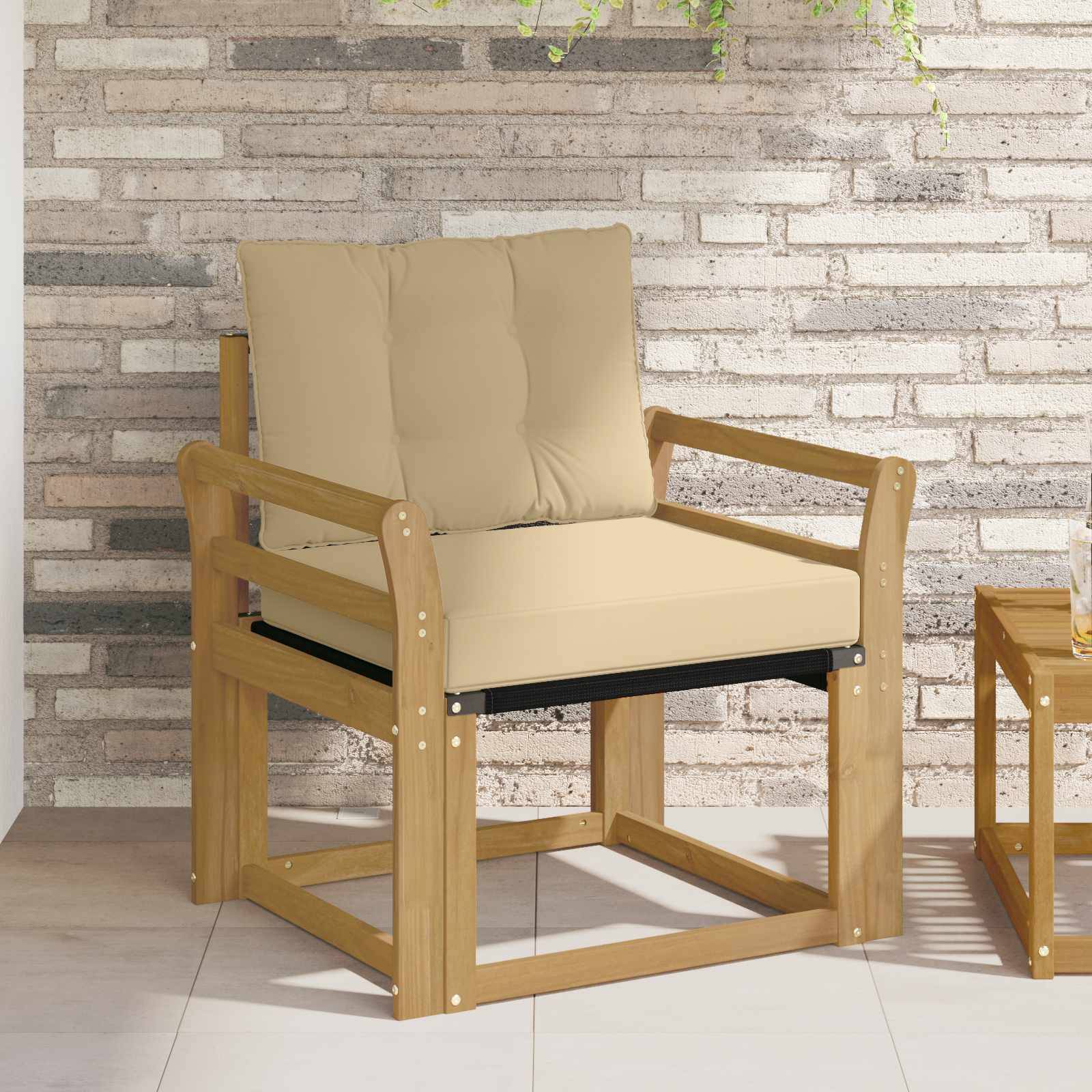 vidaXL Outdoor-Sofa Massives Akazienholz und Textilene Weiß