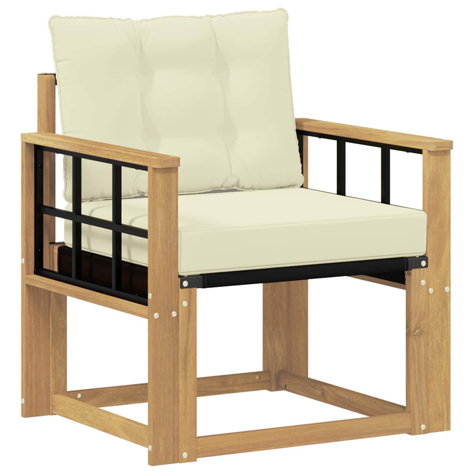 vidaXL Outdoor-Sofa Massives Akazienholz und Textilene Weiß