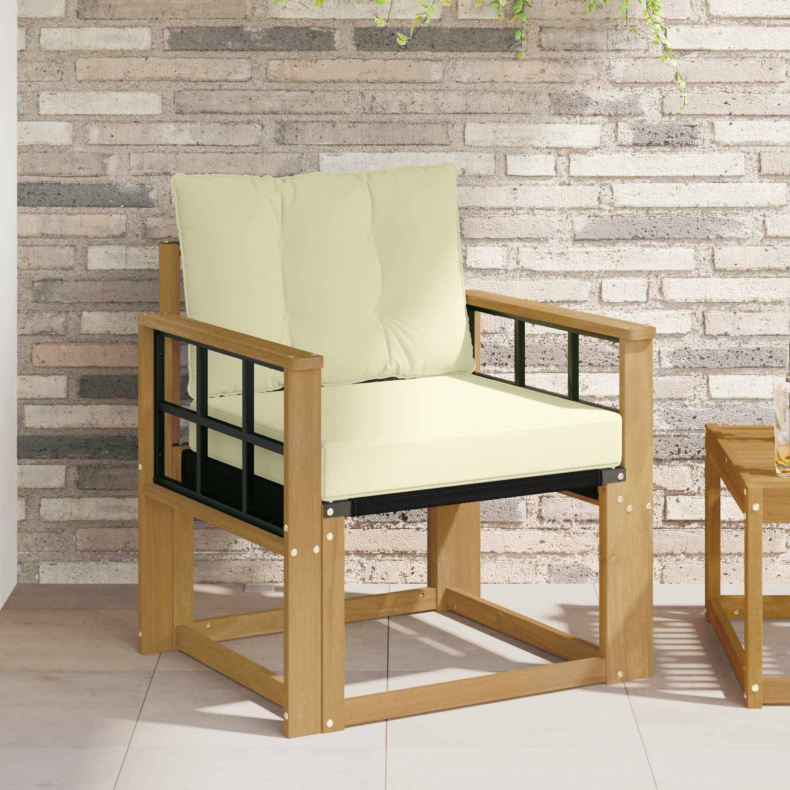 vidaXL Outdoor-Sofa Massives Akazienholz und Textilene Weiß