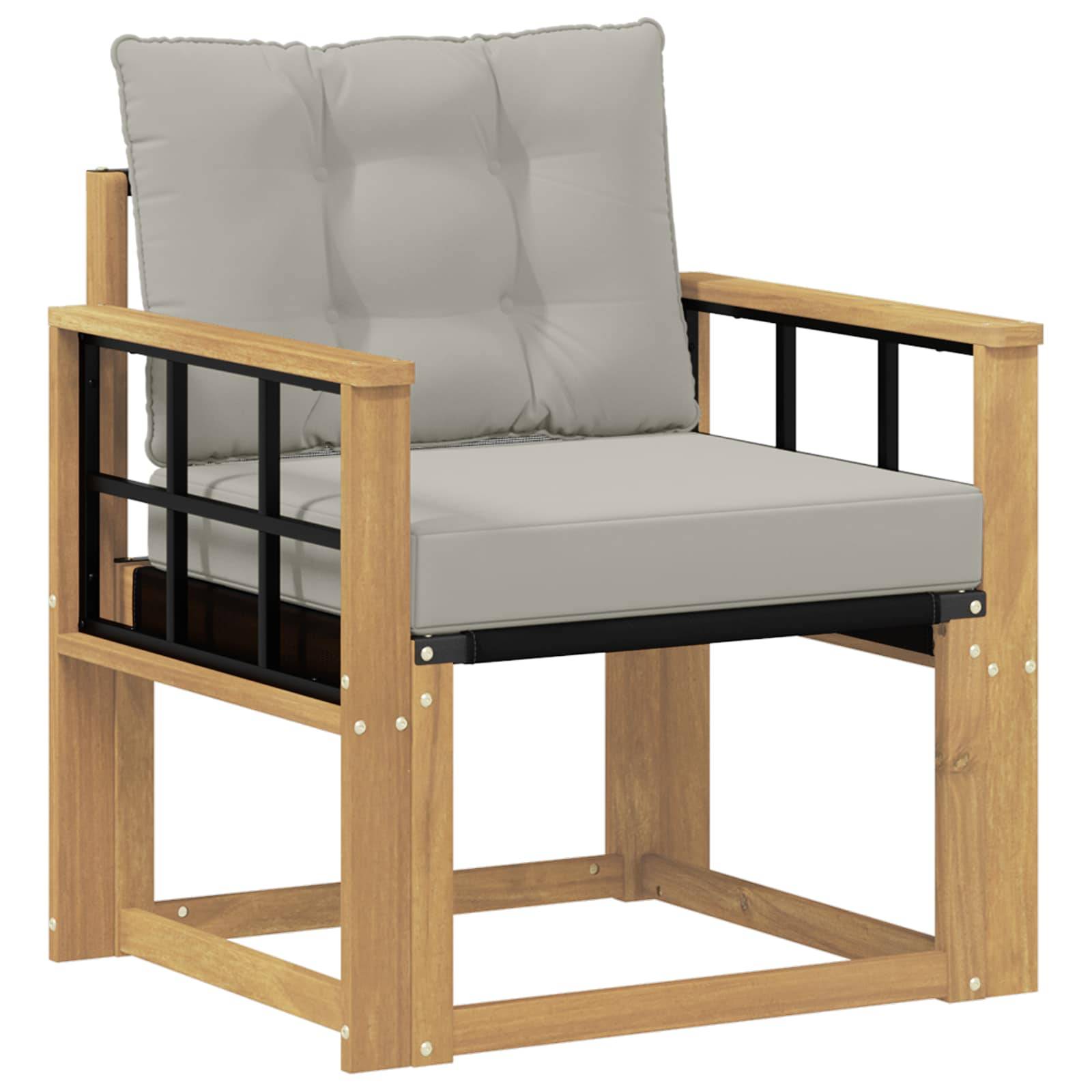 vidaXL Outdoor-Sofa Massives Akazienholz und Textilene Weiß
