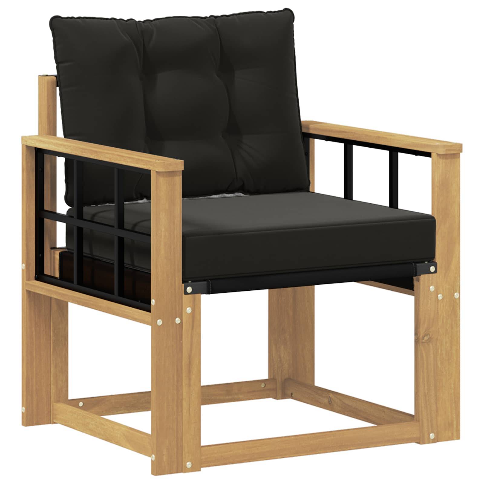 vidaXL Outdoor-Sofa Massives Akazienholz und Textilene Weiß
