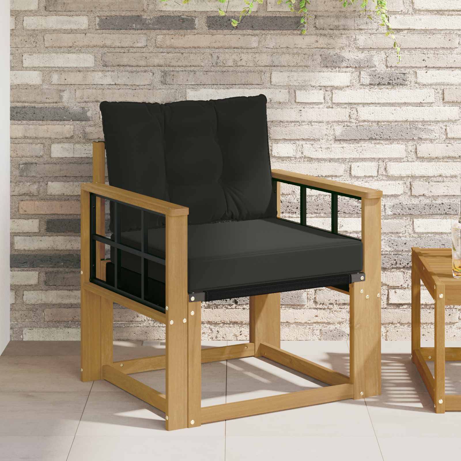 vidaXL Outdoor-Sofa Massives Akazienholz und Textilene Weiß