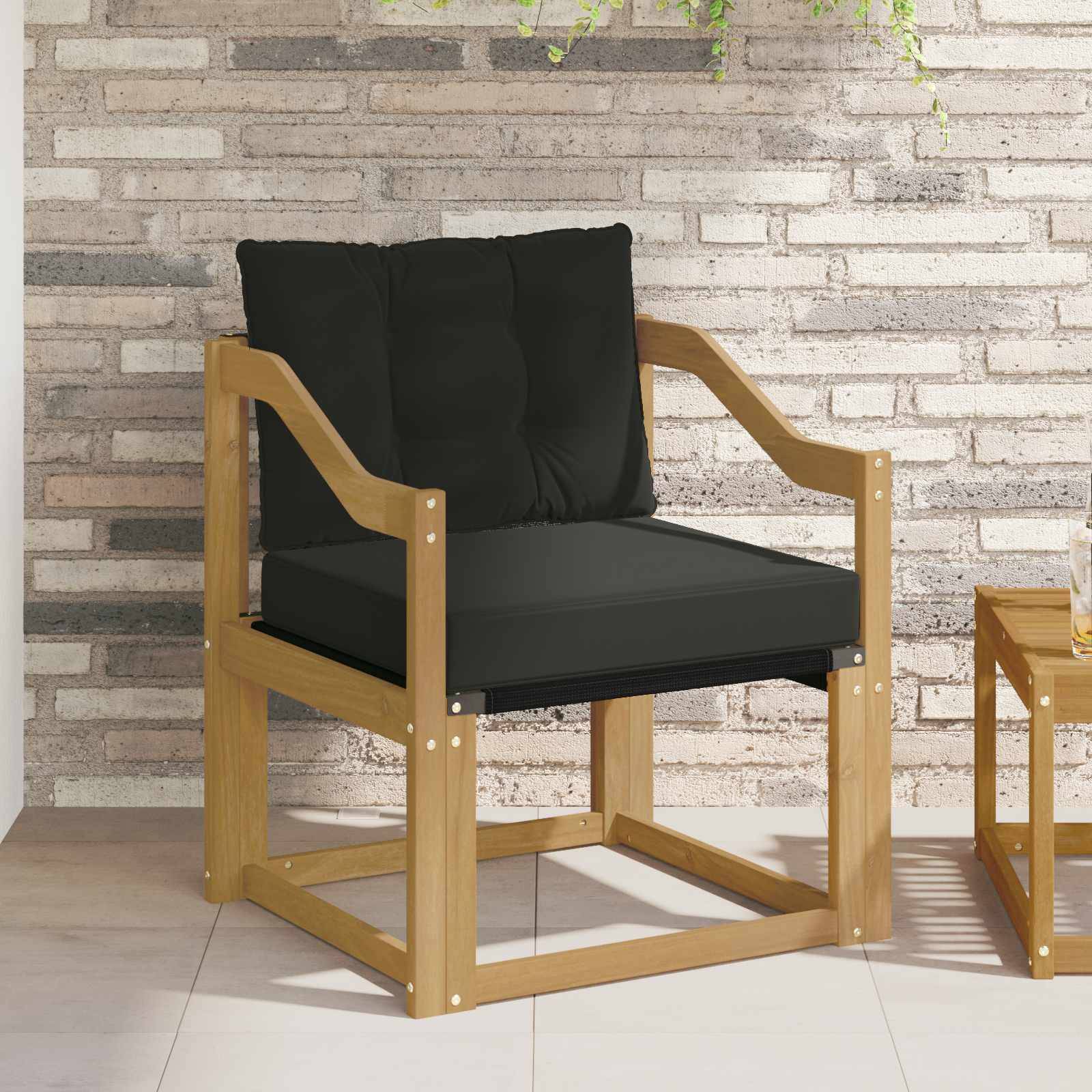 vidaXL Outdoor-Sofa Massives Akazienholz und Textilene Weiß