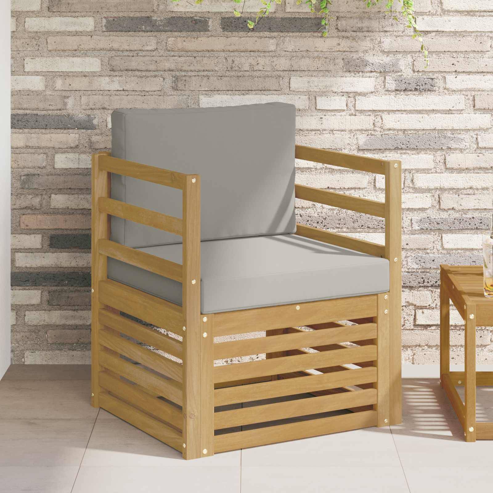 vidaXL Outdoor-Sofa Polyester Weiß und Hellgrau