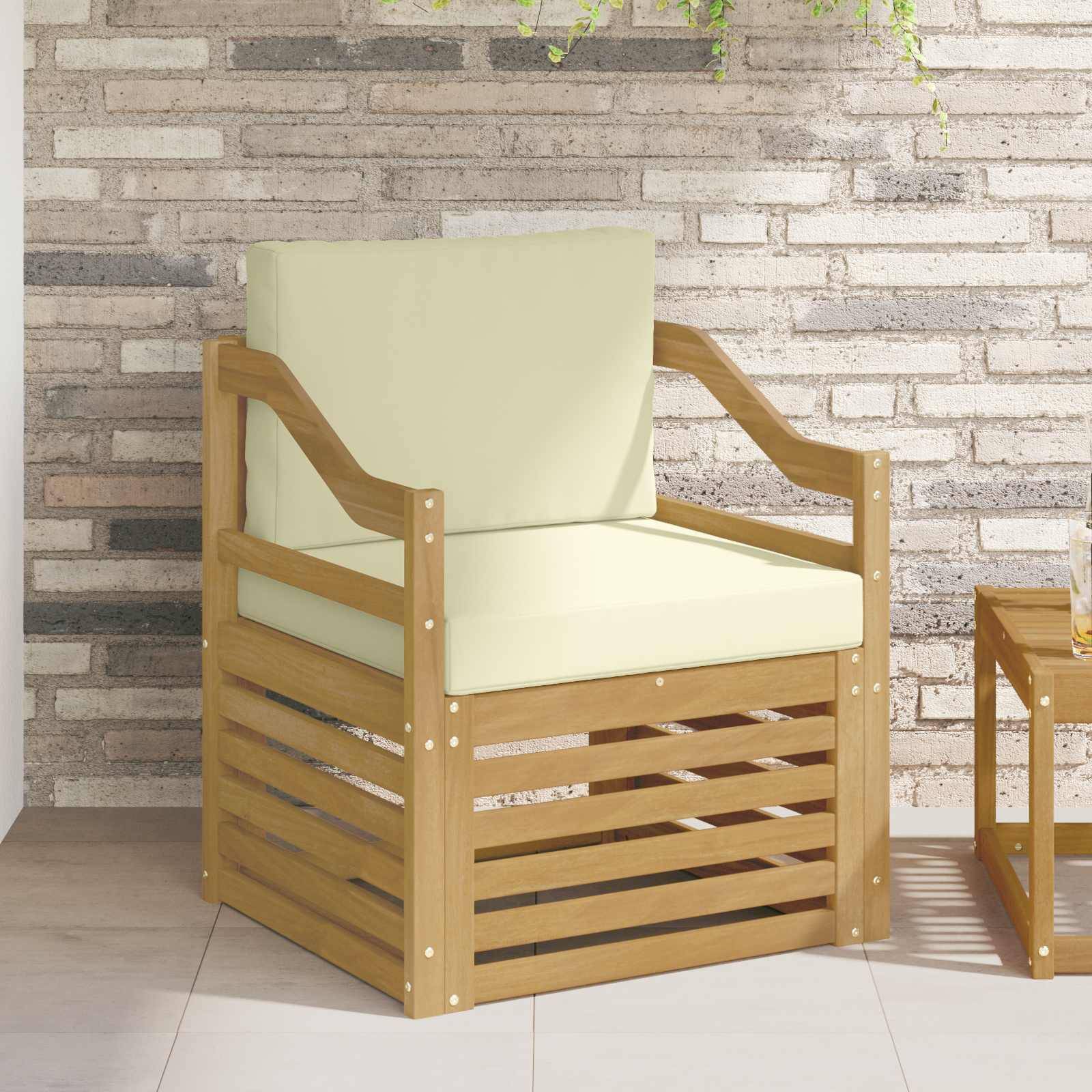 vidaXL Outdoor-Sofa Polyester Weiß und Creme