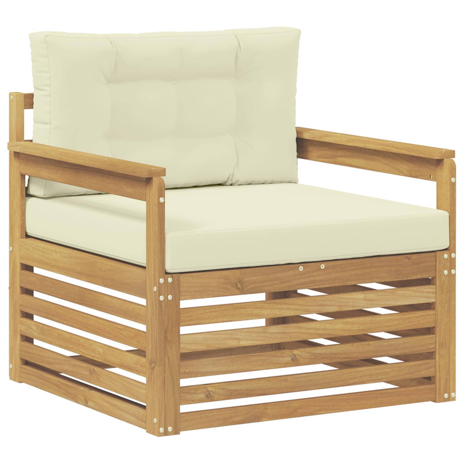 vidaXL Outdoor-Sofa Polyester Weiß und Creme