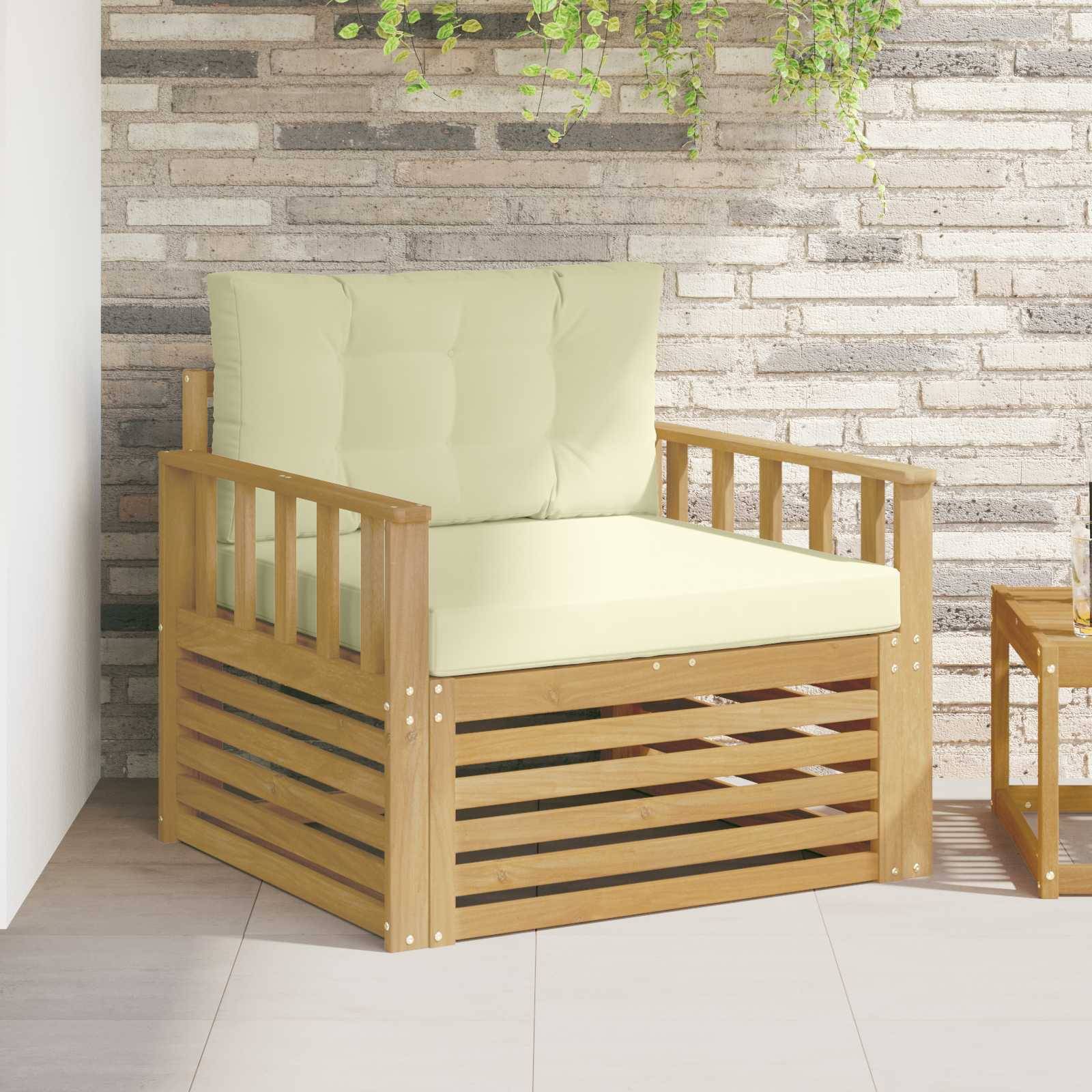 vidaXL Outdoor-Sofa Polyester Weiß und Creme