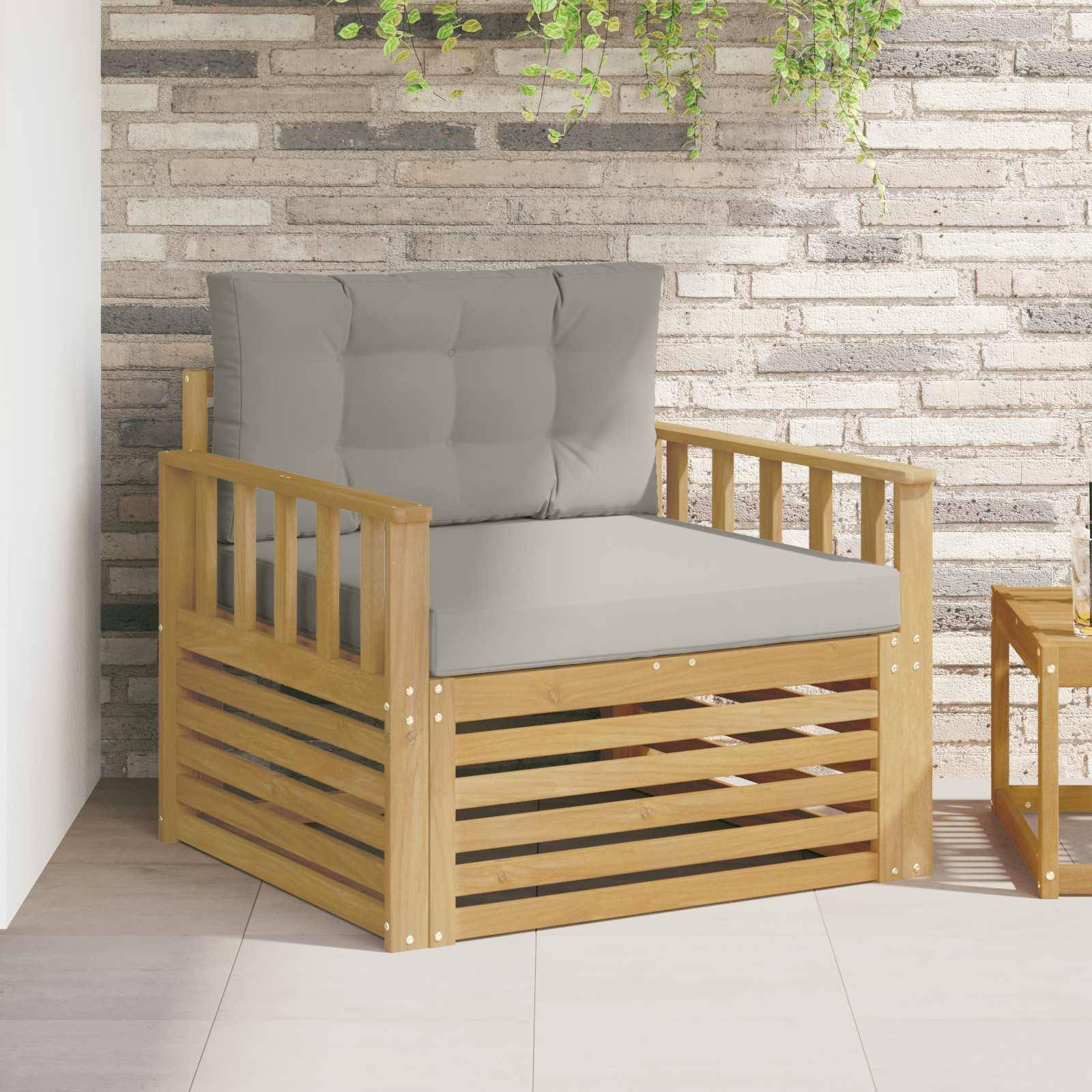 vidaXL Outdoor-Sofa Polyester Weiß und Hellgrau