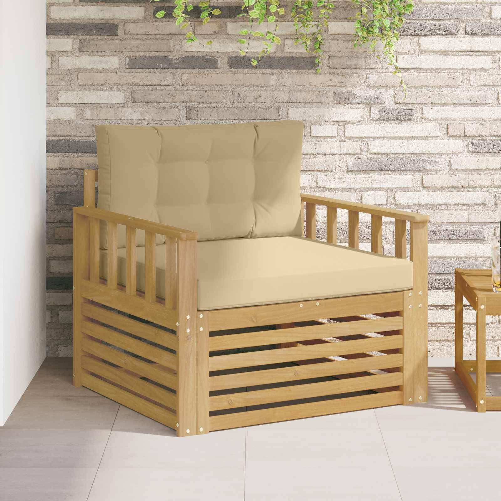 vidaXL Outdoor-Sofa Polyester Weiß und Beige