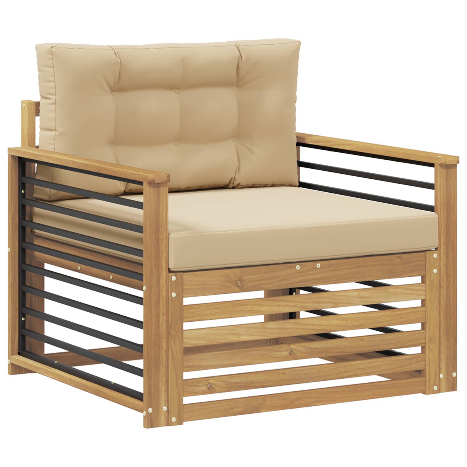 vidaXL Outdoor-Sofa Polyester Weiß und Beige