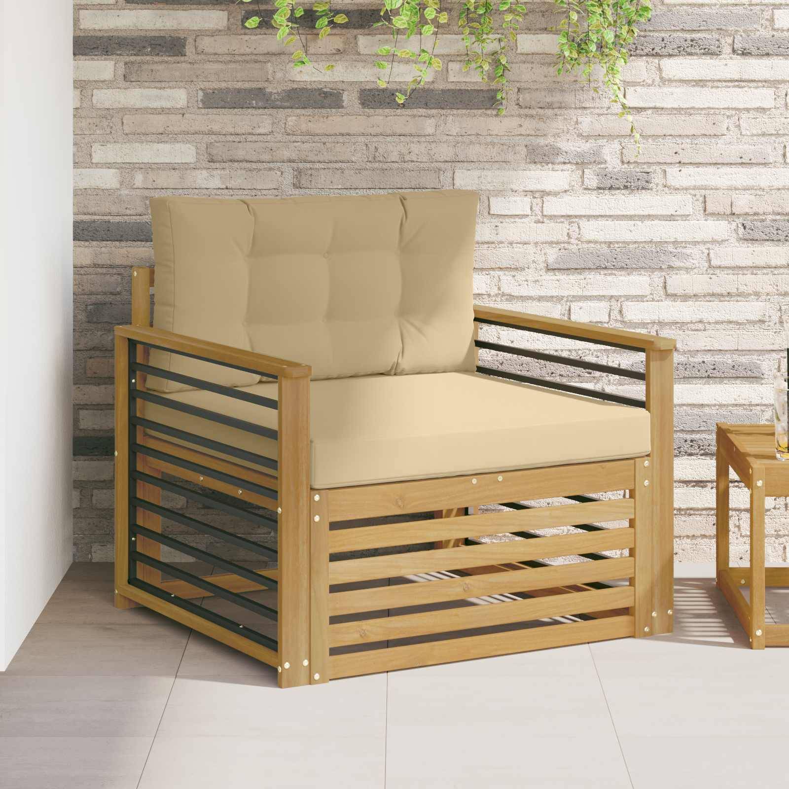 vidaXL Outdoor-Sofa Polyester Weiß und Beige