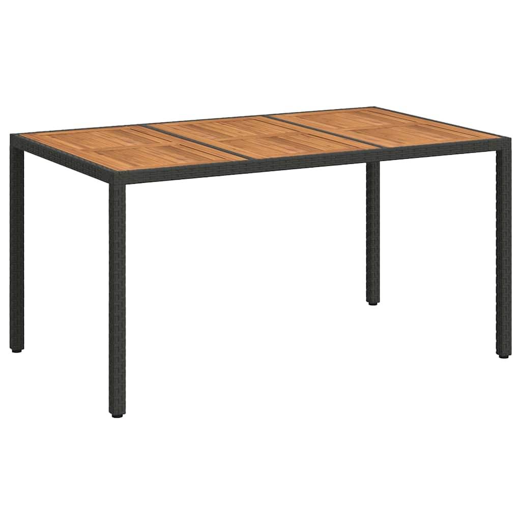 vidaXL Gartentisch Schwarz 150 x 90 x 75 cm Poly-Rattan