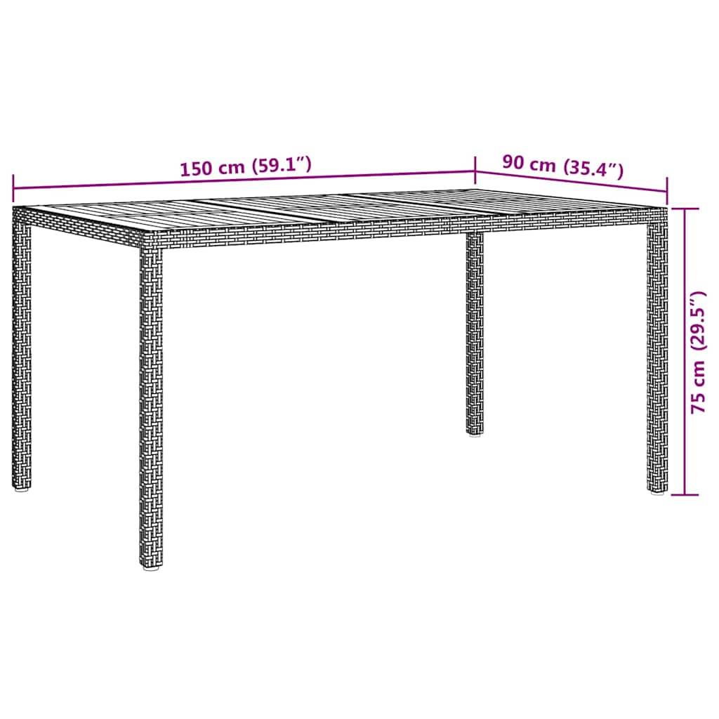 vidaXL Gartentisch Schwarz 150 x 90 x 75 cm Poly-Rattan
