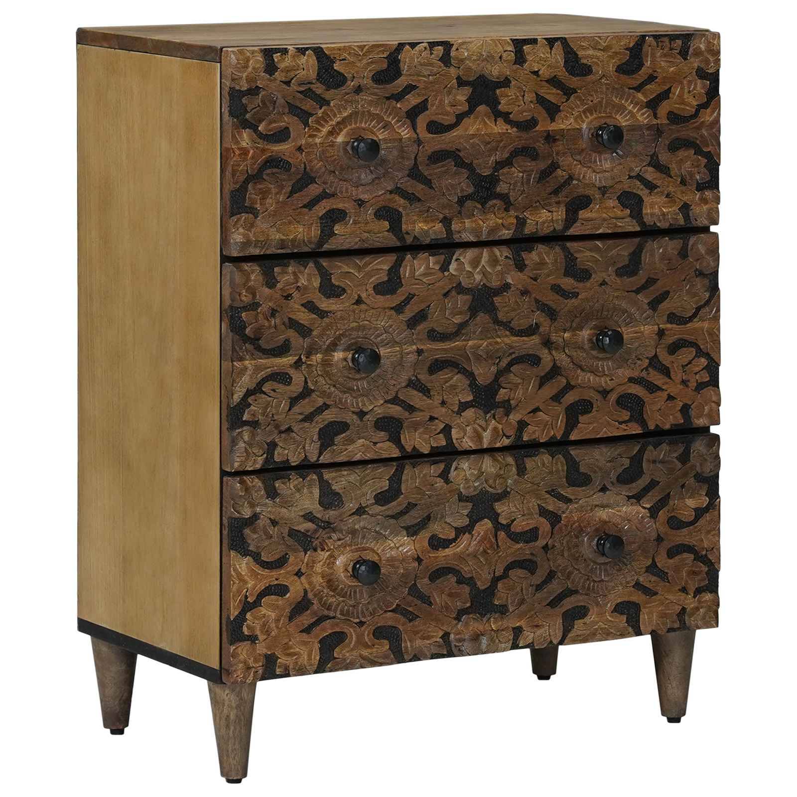 vidaXL Sideboard 2 pcs Braun 60 x 33,5 x 75 cm Massivholz Mango