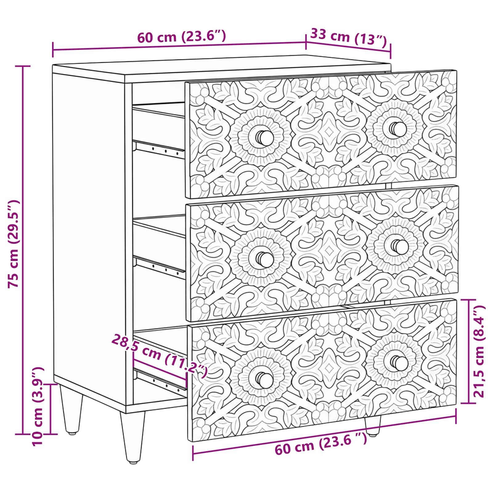vidaXL Aufbewahrungs-Sideboard Braun 60 x 33,5 x 75 cm