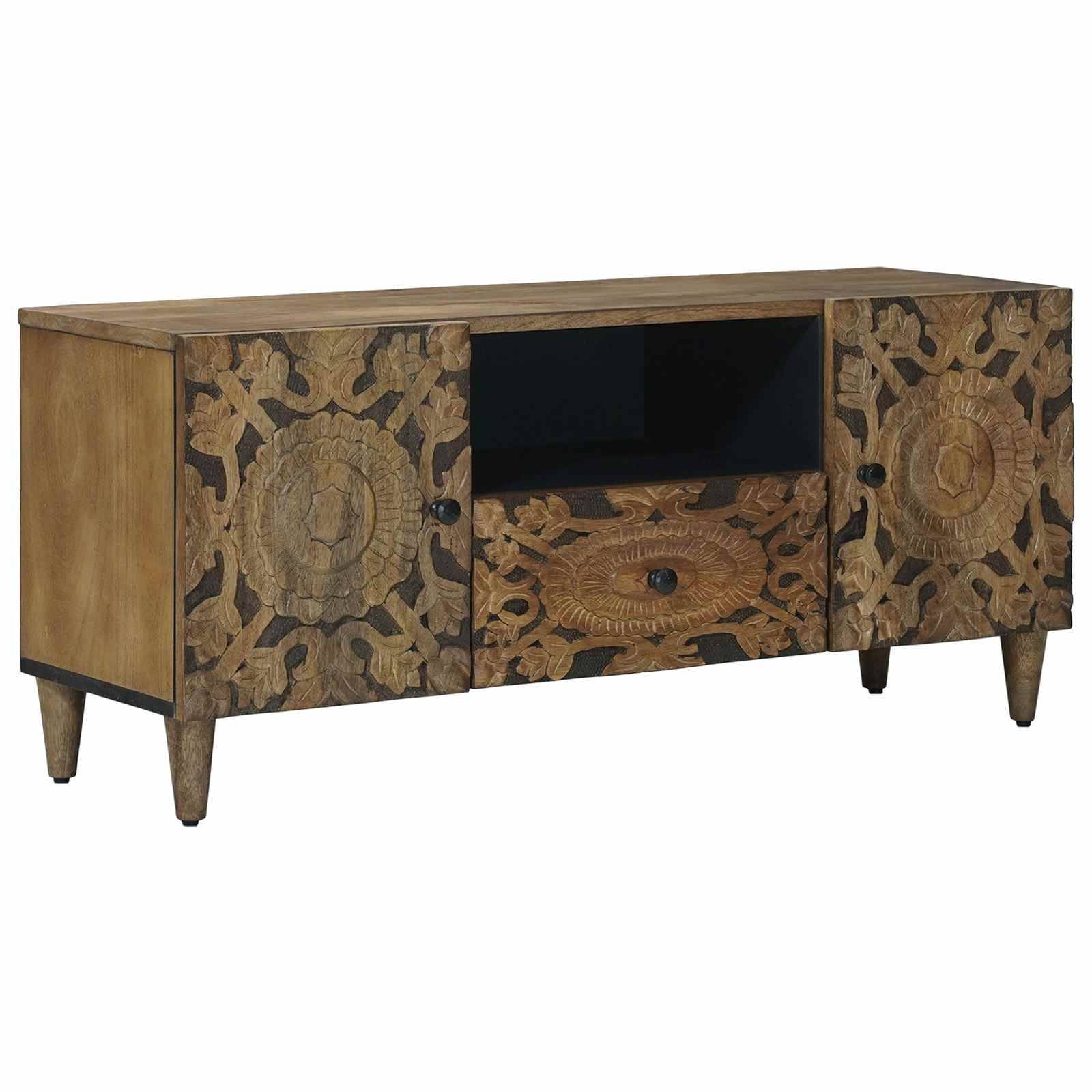 vidaXL TV-Schränk mit Tür Braun 105 x 33,5 x 46 cm Massivholz Mango