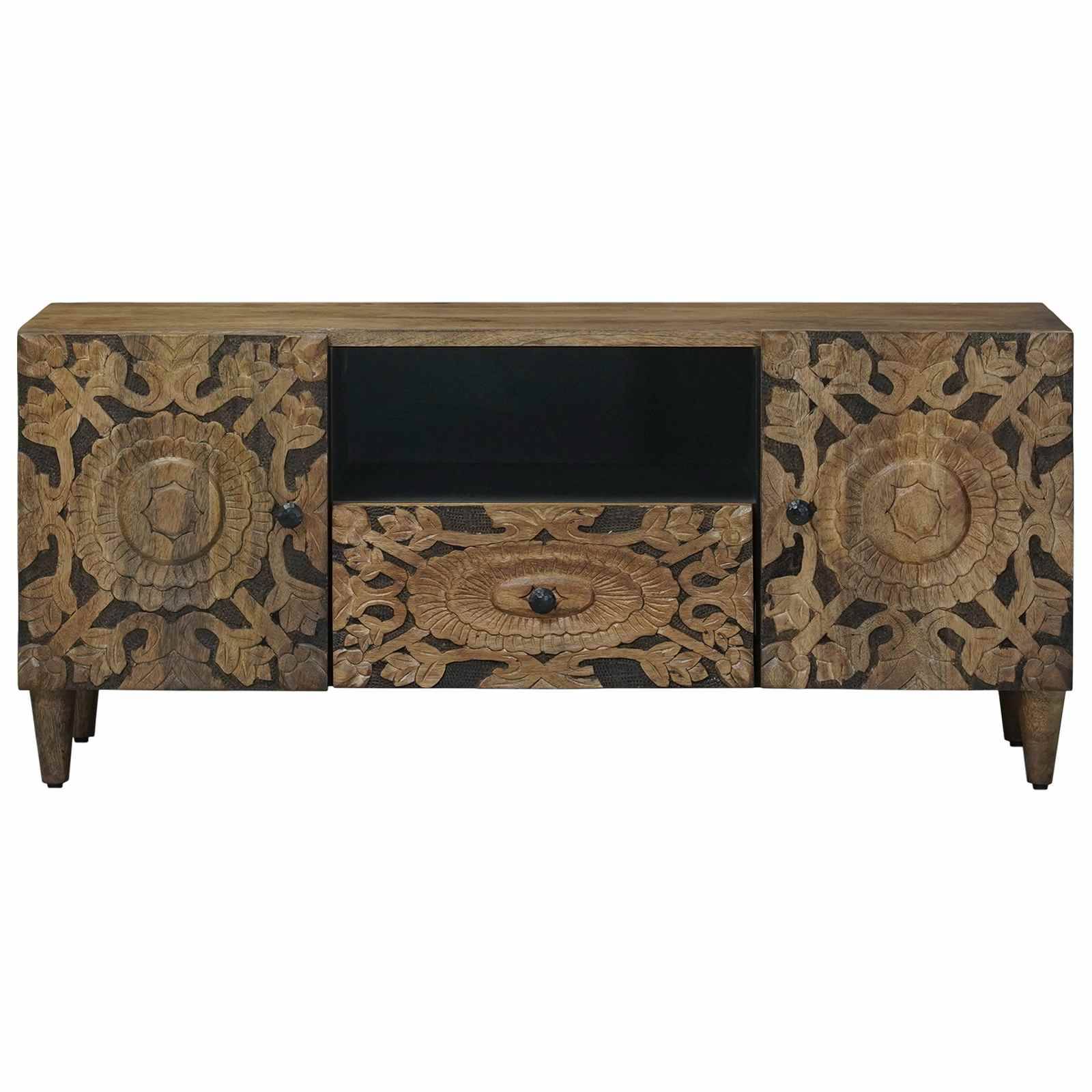 vidaXL TV-Schränk mit Tür Braun 105 x 33,5 x 46 cm Massivholz Mango