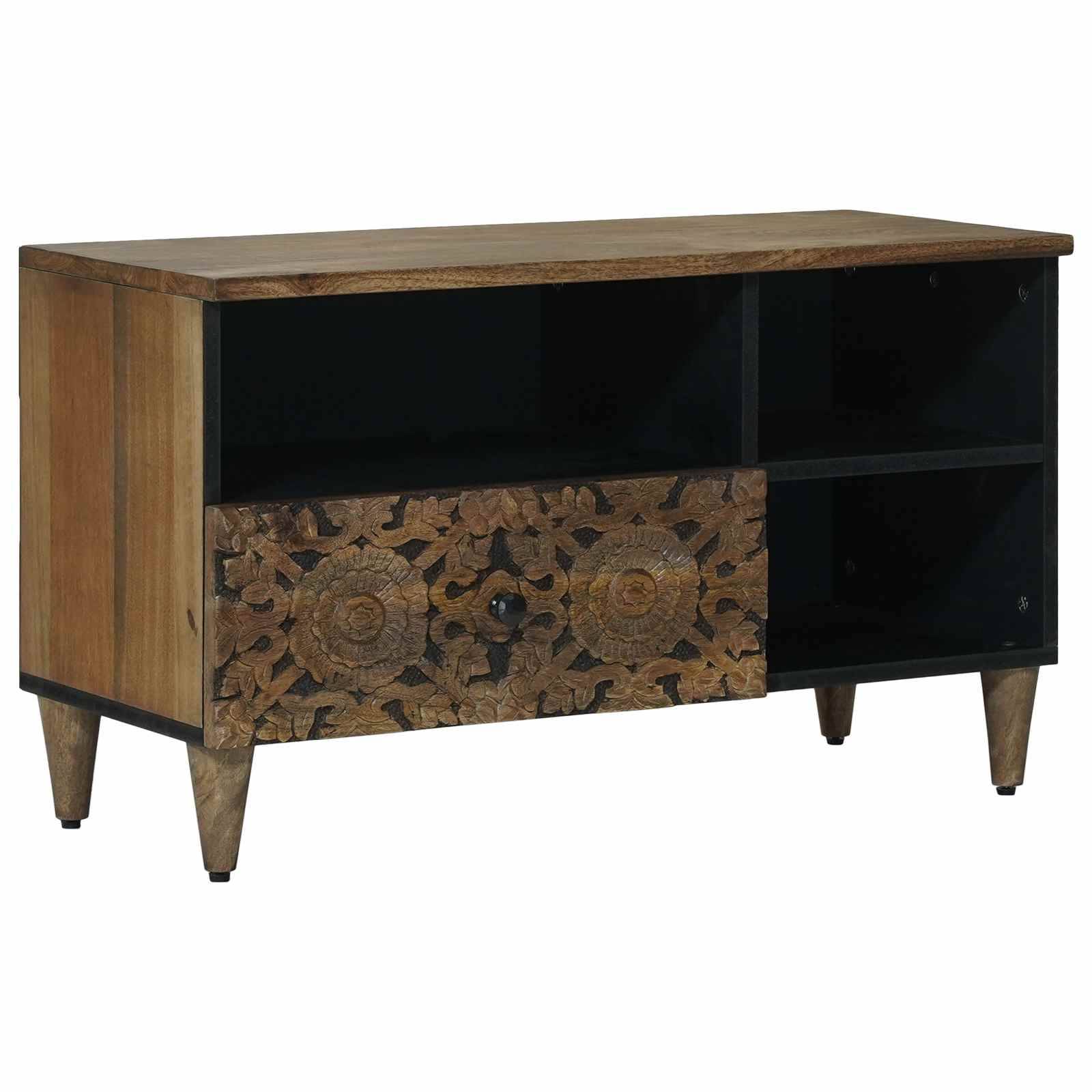 vidaXL TV-Schränk mit Regal Braun 80 x 33,5 x 46 cm Massivholz Mango
